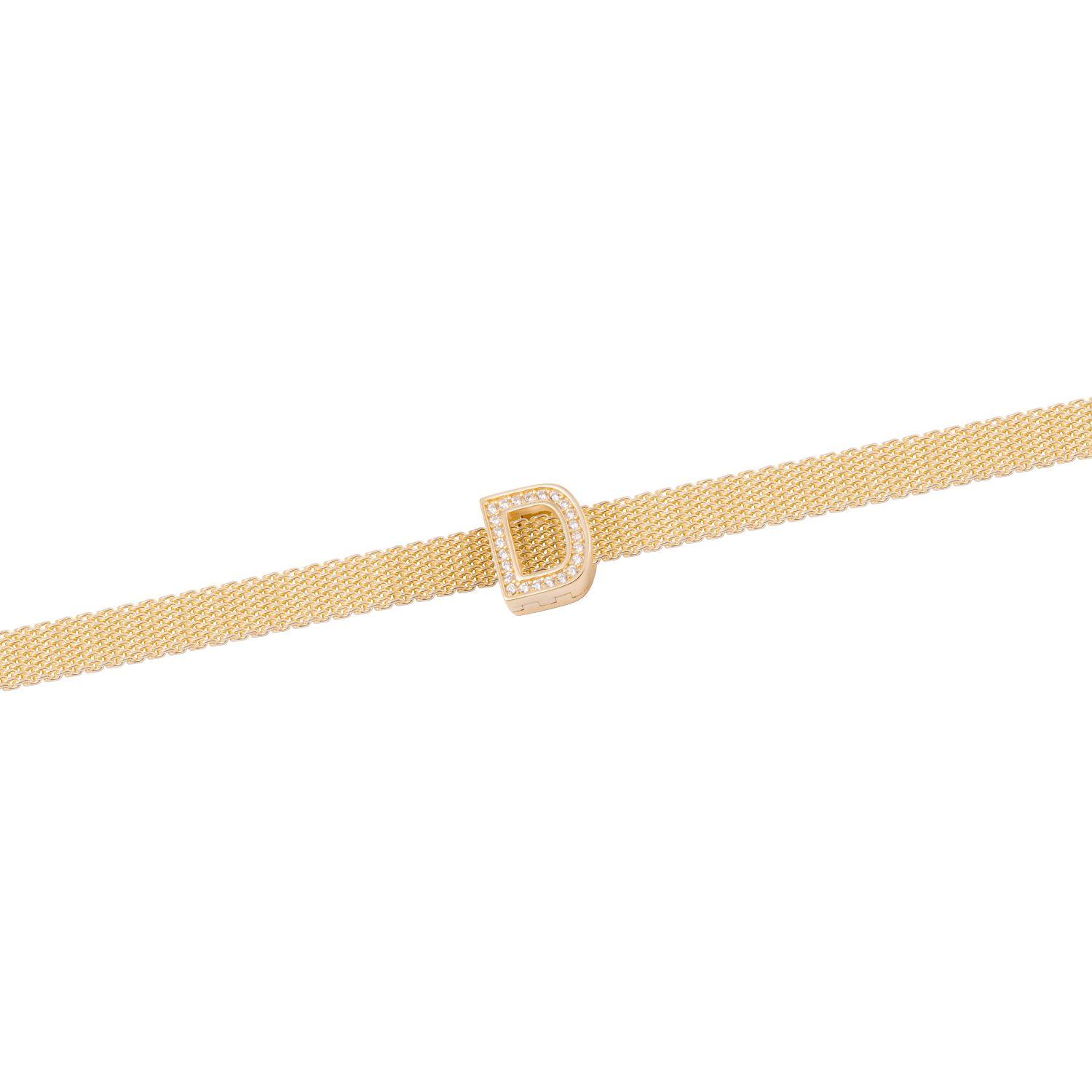 Dije de Plata broche Letra D con Circonita Revestido en Oro 18kt-2