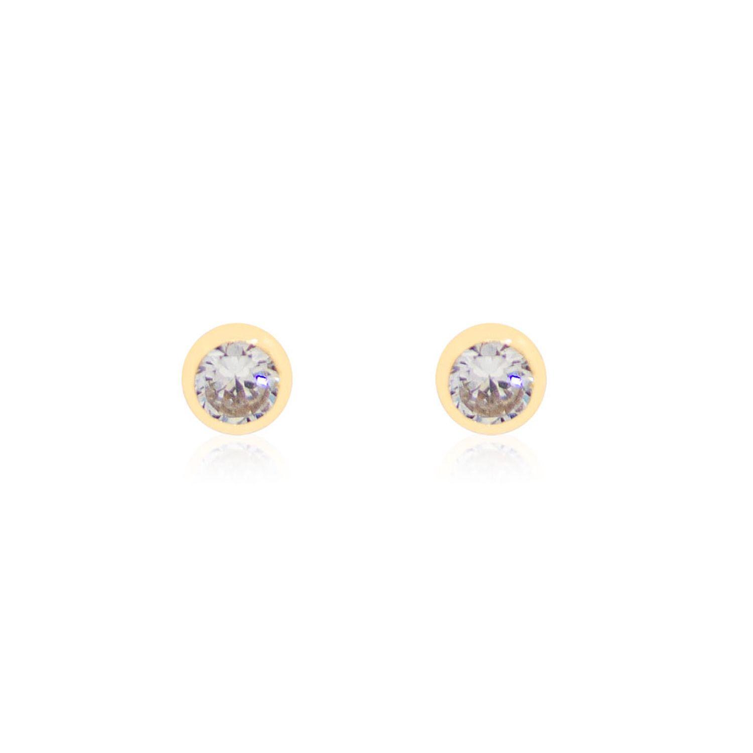 Aros de Oro 18kt Modelo Punto de Luz Tallado Circon de 3,0mm-2