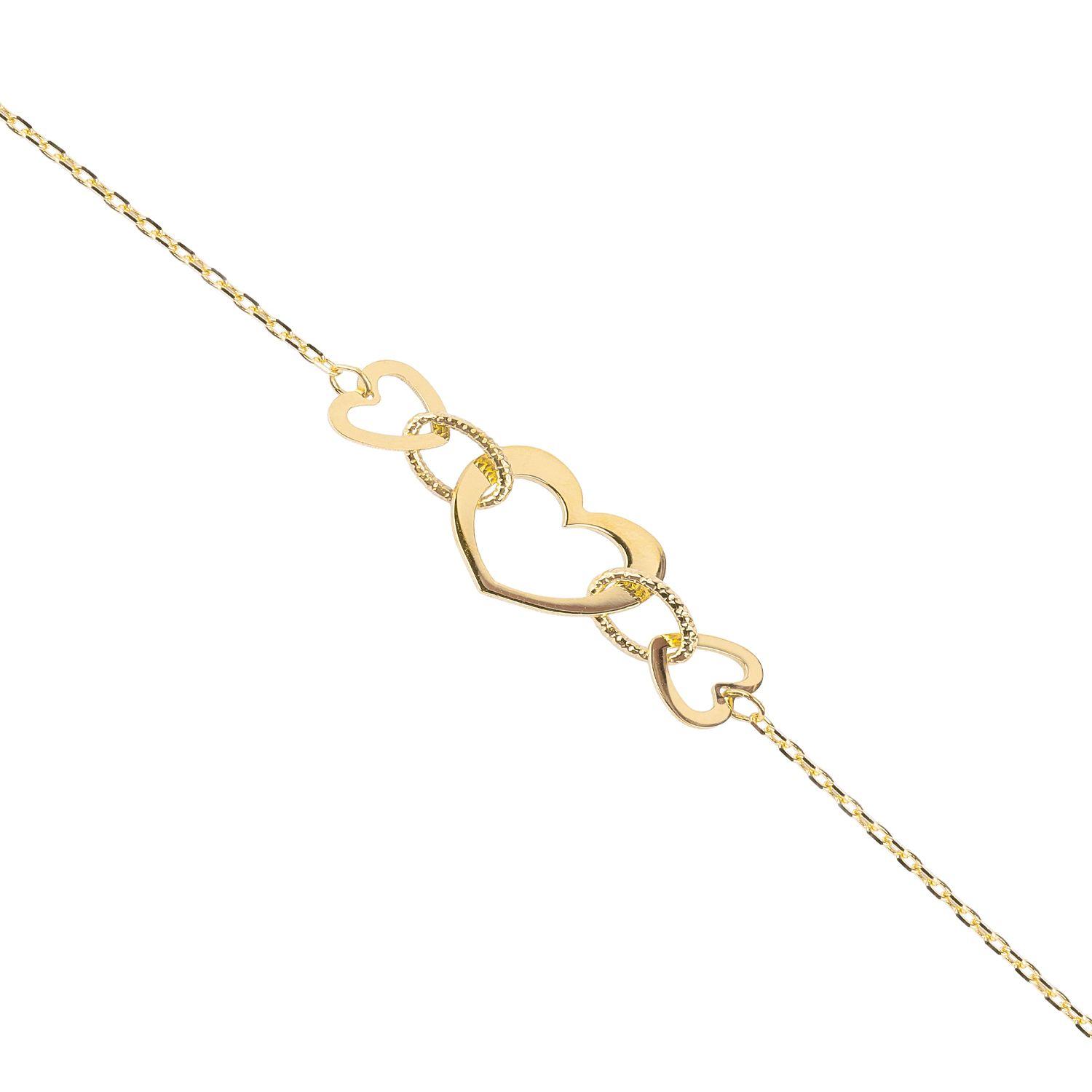 Pulsera de Oro 18kt Triple Corazon-1