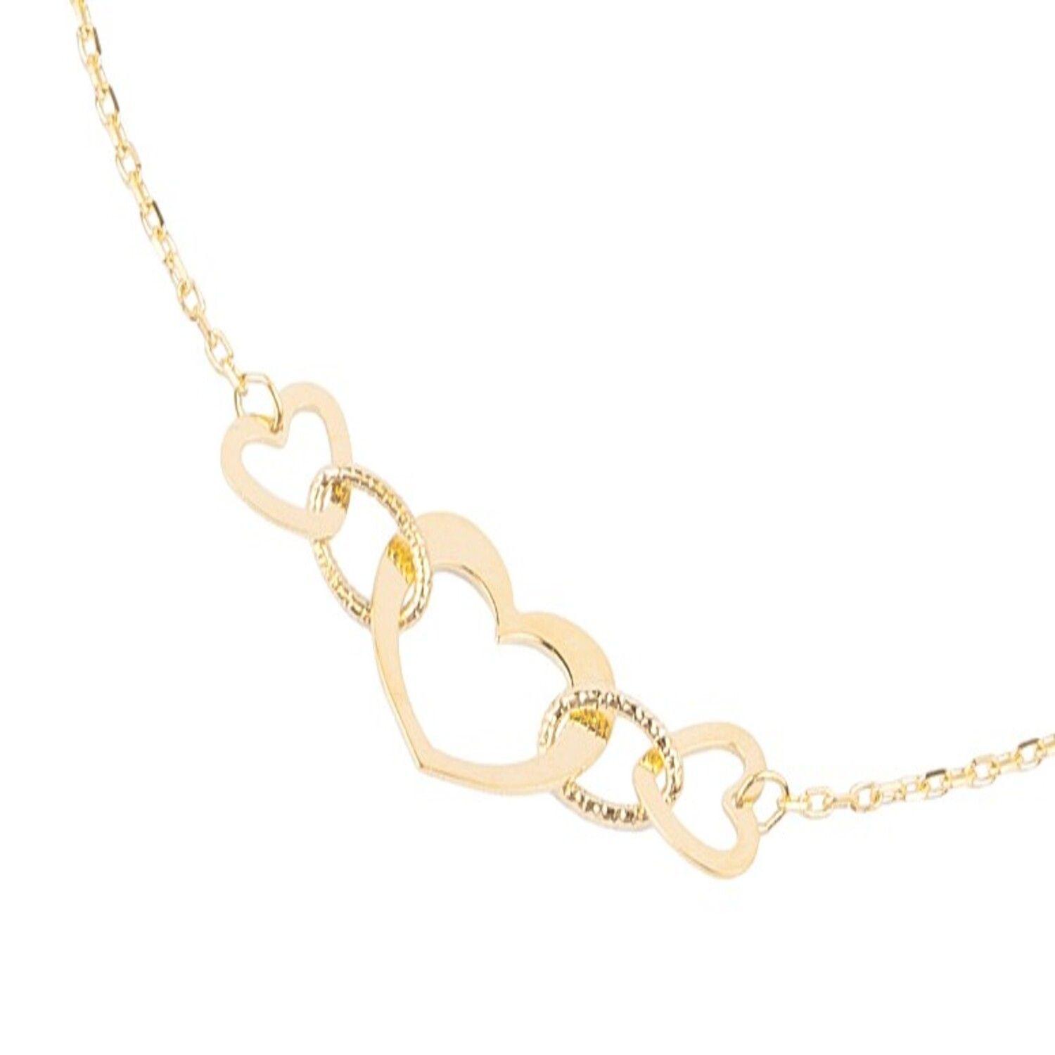 Pulsera de Oro 18kt Triple Corazon-2