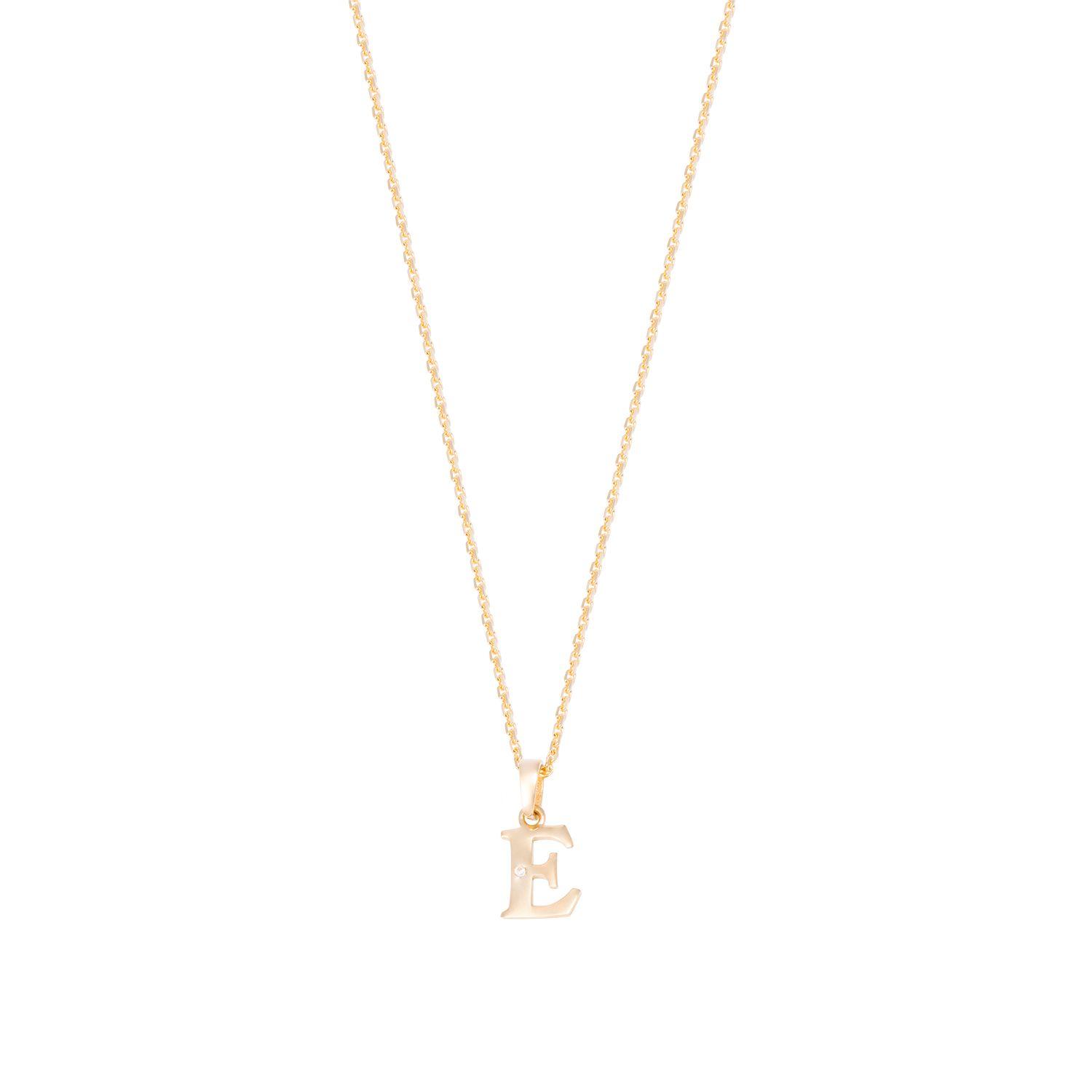 Colgante de Oro de 18kt Circonitas letra E-2