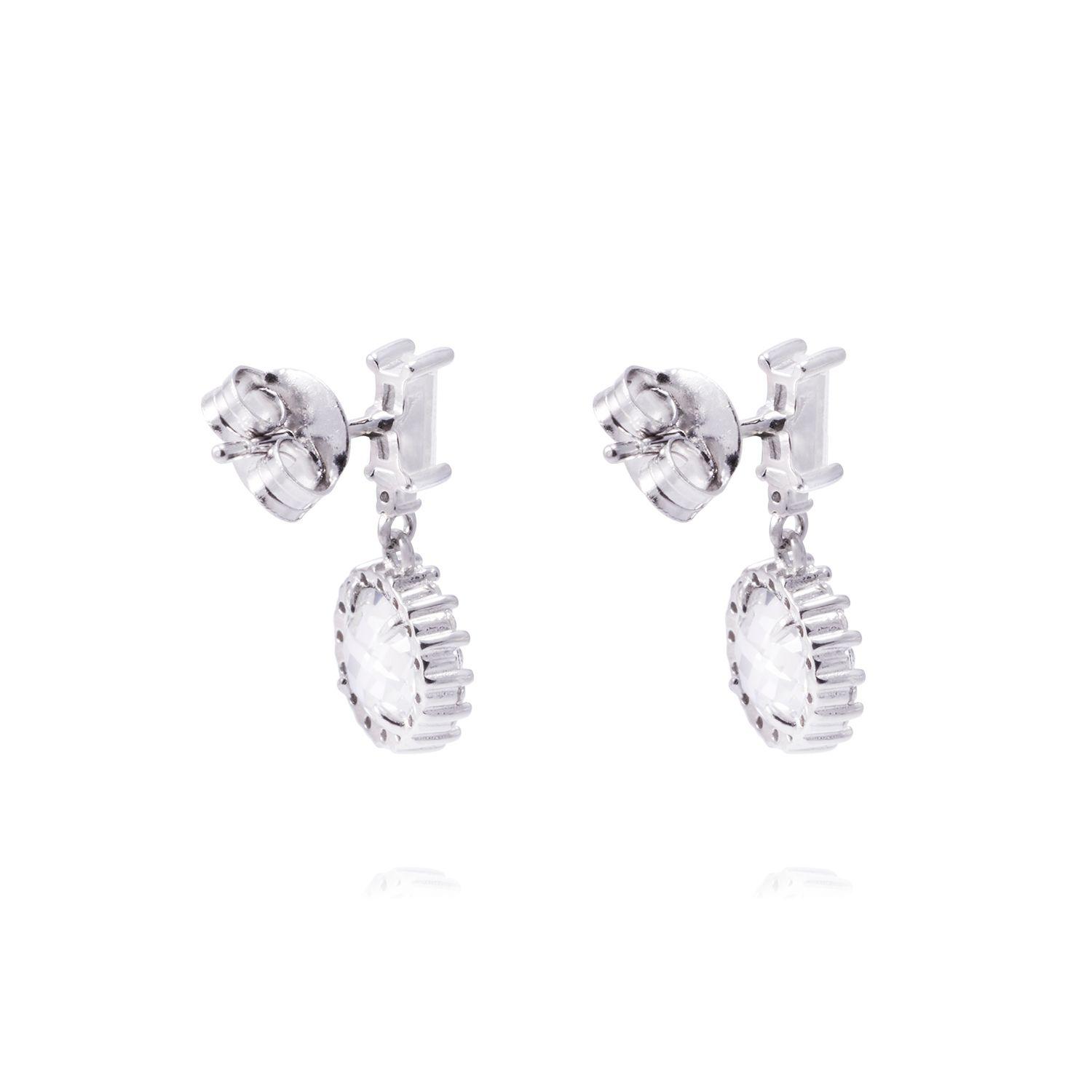Aros de Plata Esterlina Colgantes Círculos con Circonita-2