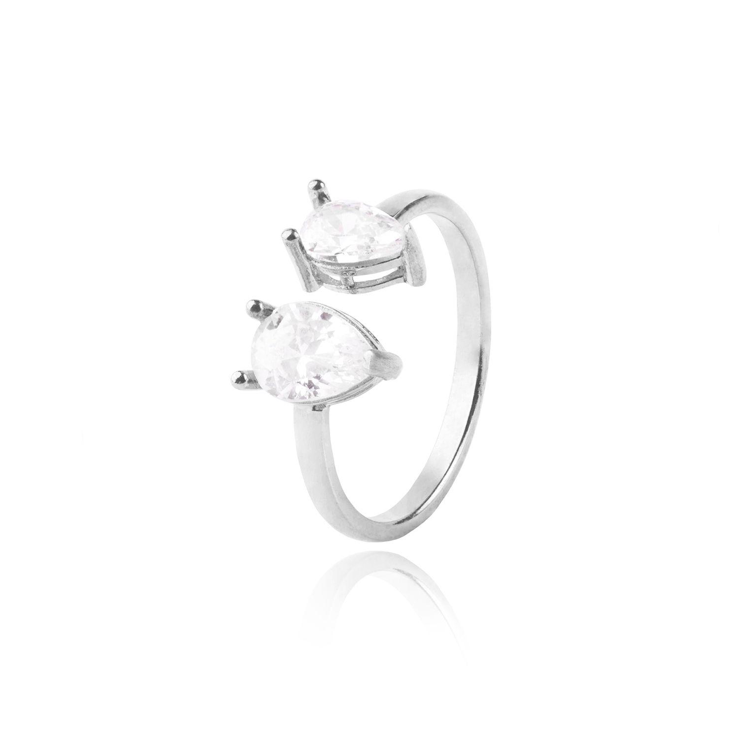 Anillo de Plata Esterlina 925 Doble Gota-0