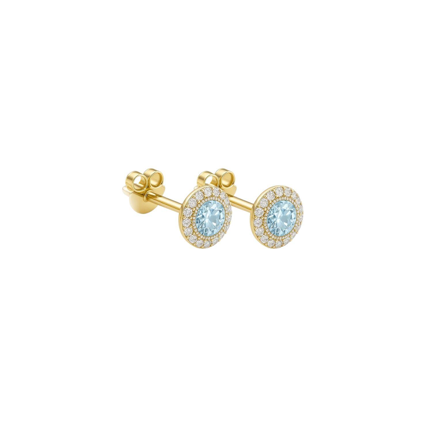 Aros de Oro 18kt Circulo Agua Marina 3mm-0