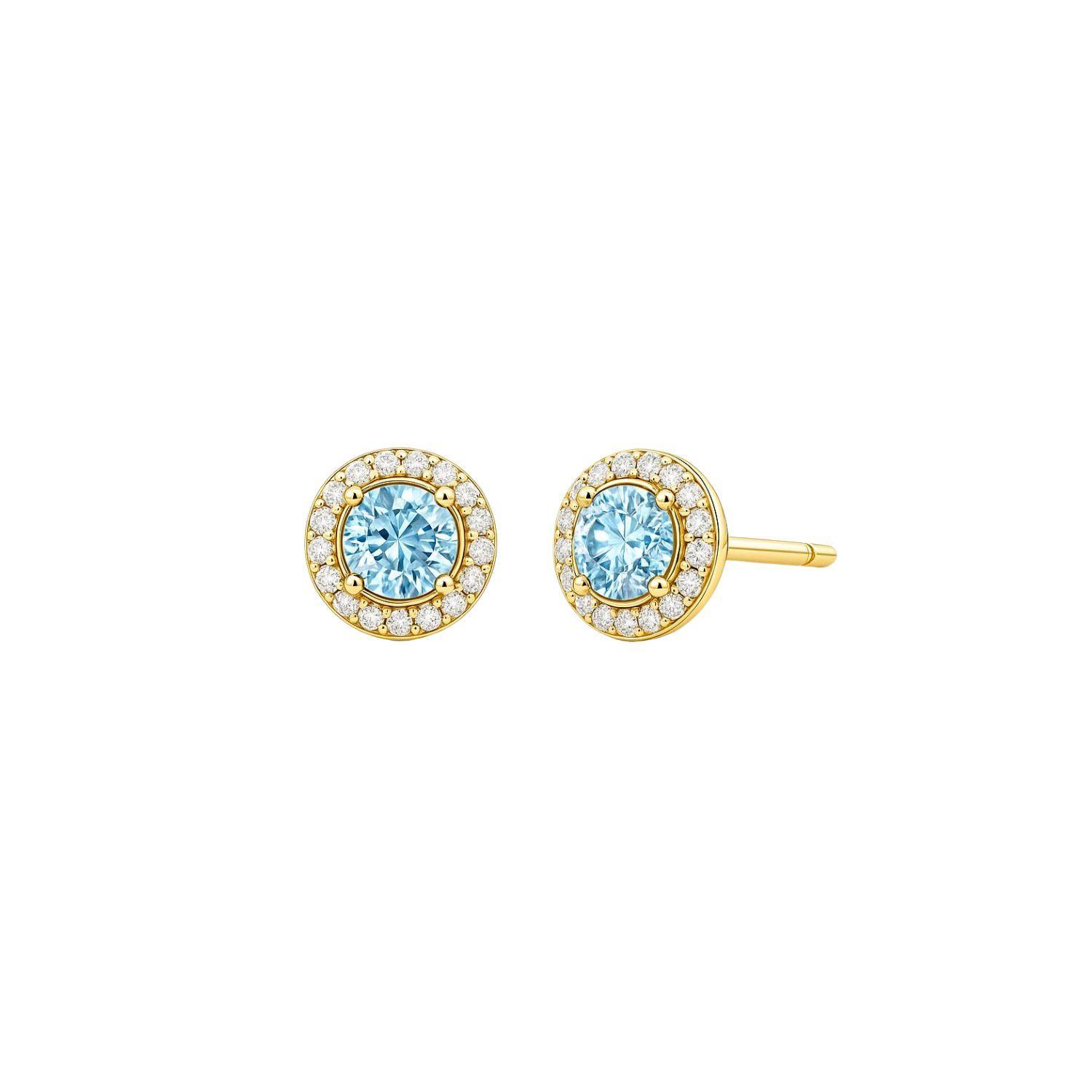 Aros de Oro 18kt Circulo Agua Marina 3mm-1