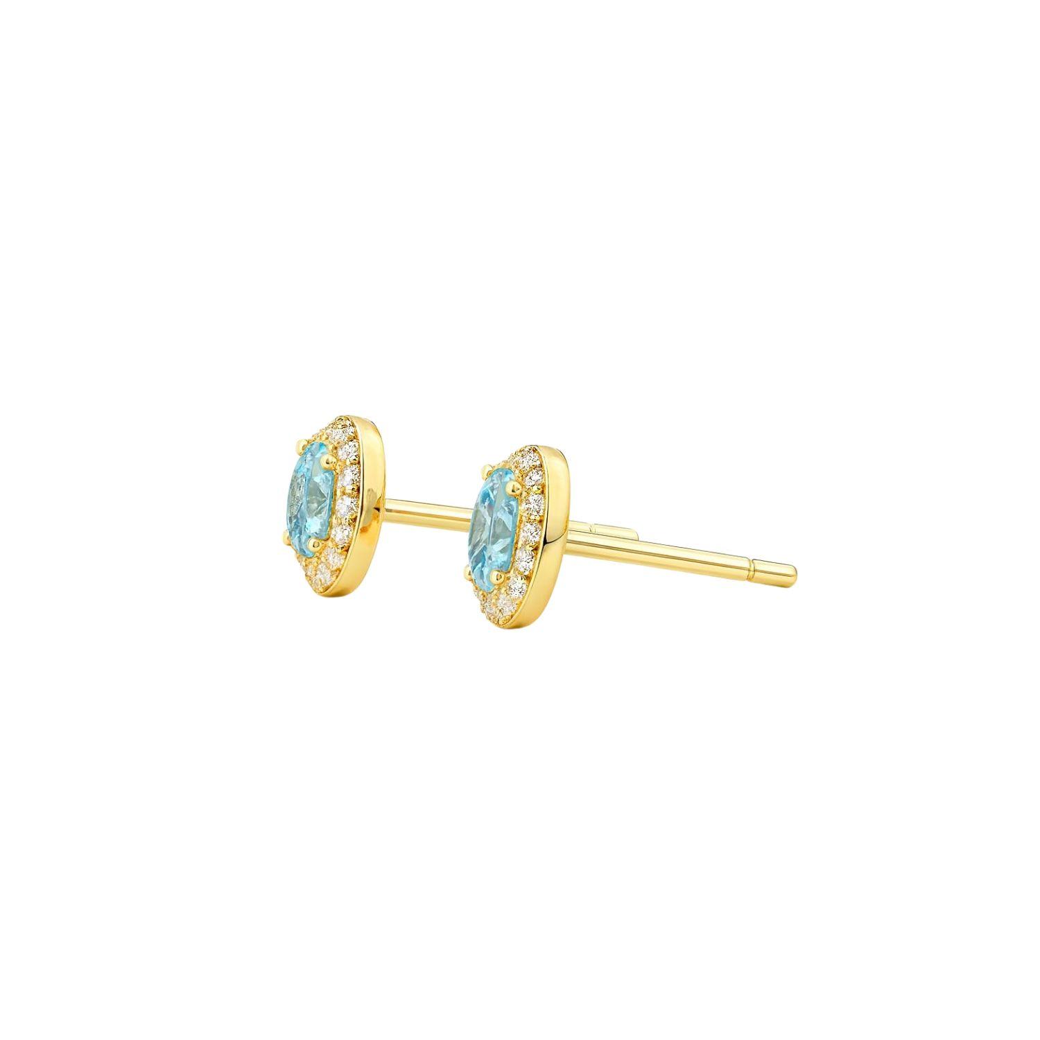 Aros de Oro 18kt Circulo Agua Marina 3mm-2