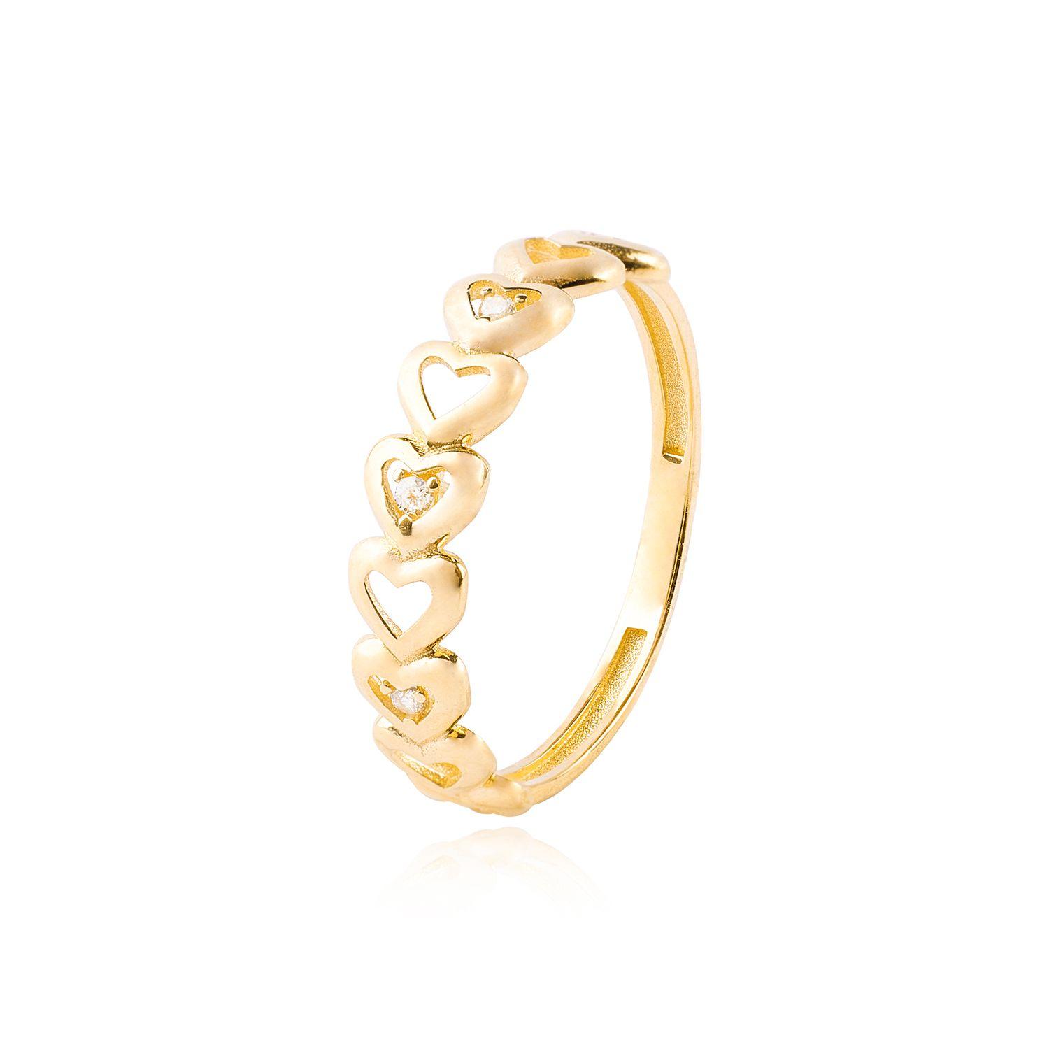 Anillos de Oro 18kt Modelo Corazón, Circón-0
