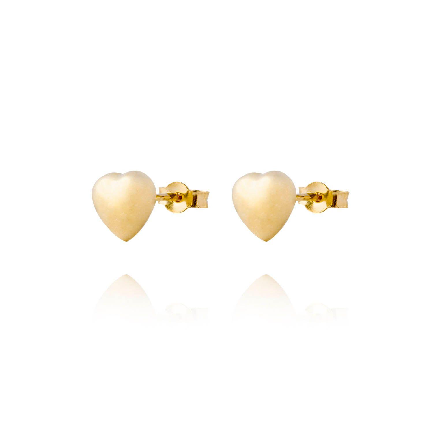 Aros Oro Amarillo 18kt Corazón Macizo-0