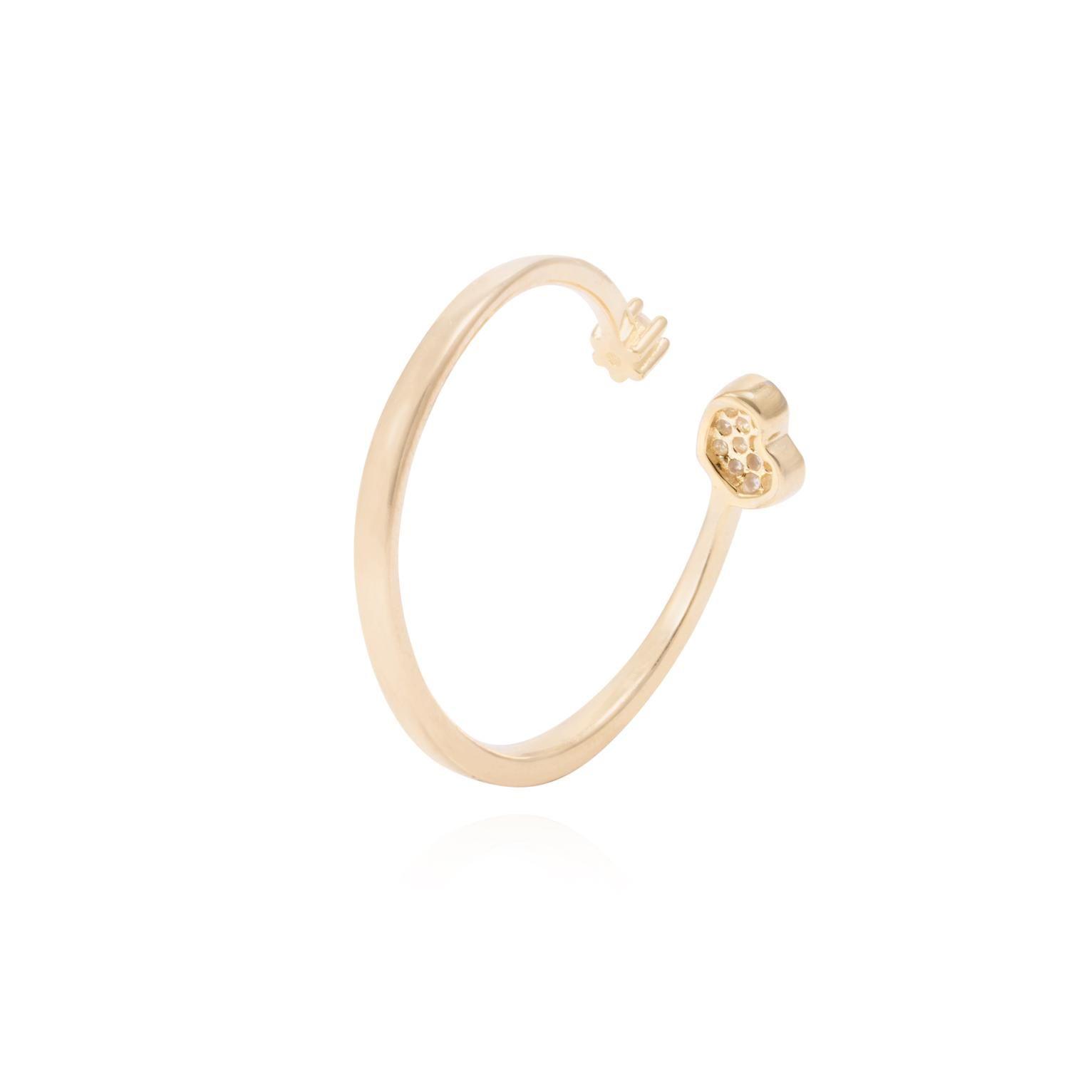 Anillo Revestido en Oro 18kt Corazón Pave y Circonita -2