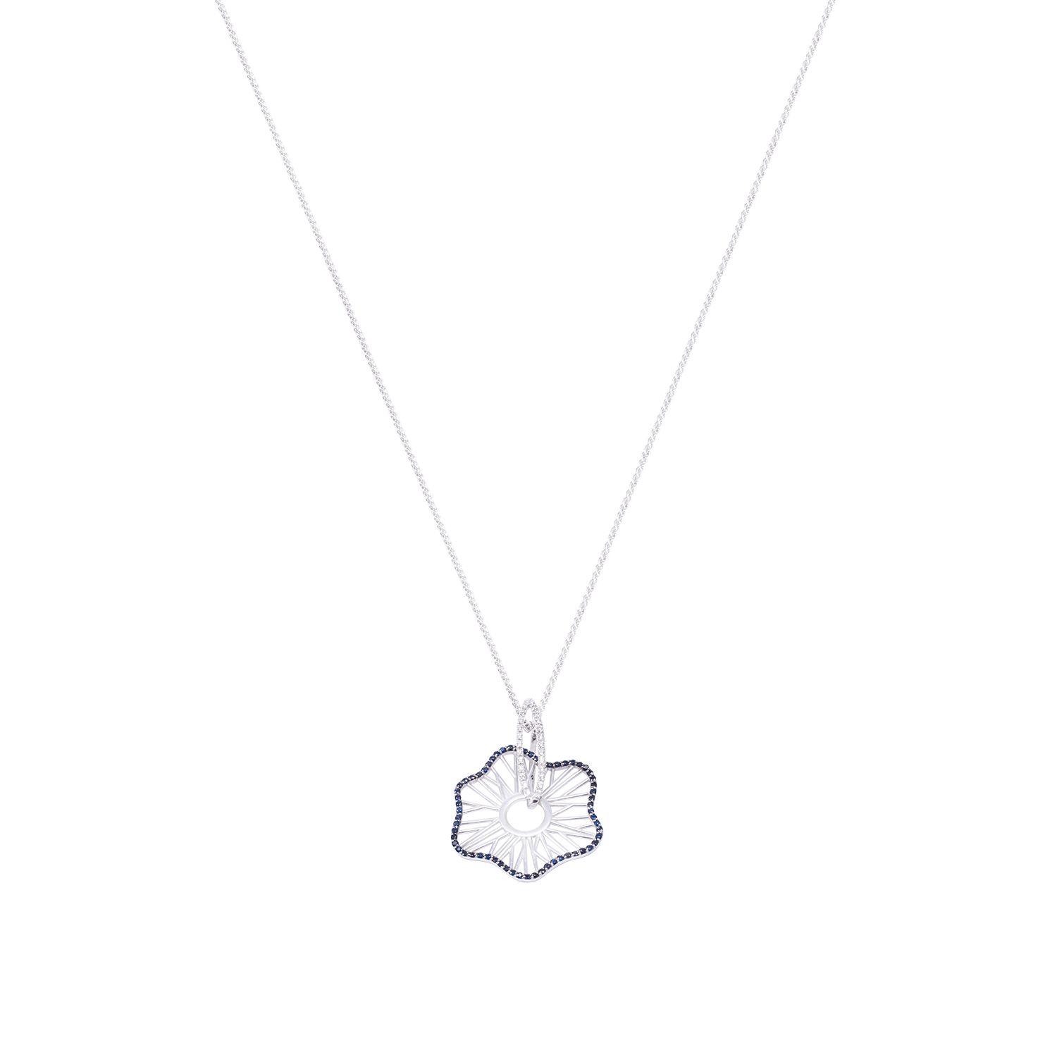 Colgante Oro Blanco 18kt Flor Diamantes 42 Pts-2