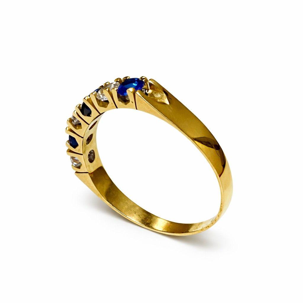 Anillo Oro Amarillo 18kt Reina Azul-2