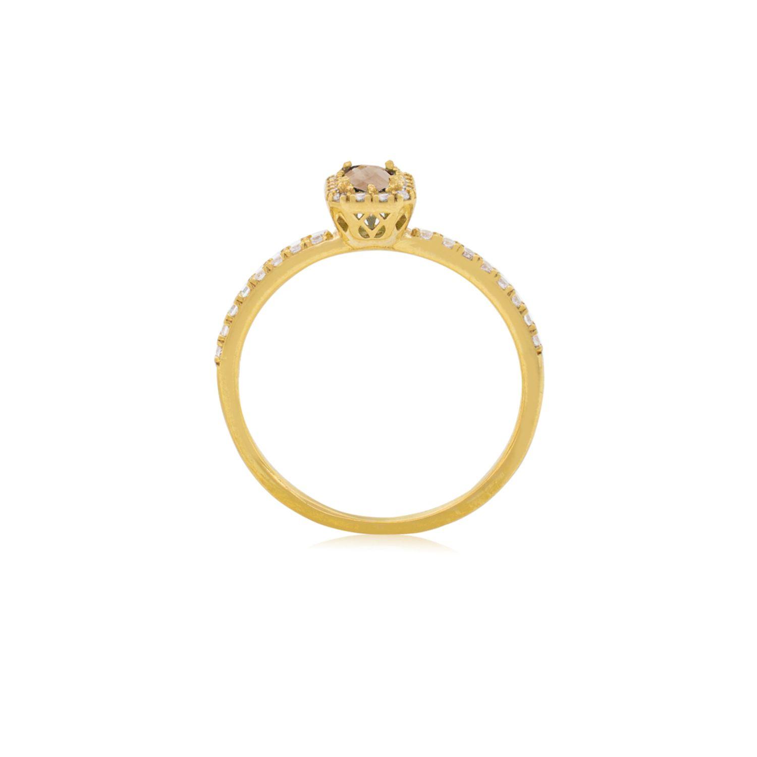 Anillo Compromiso de Oro 18Kt Topacio Circon Central-1