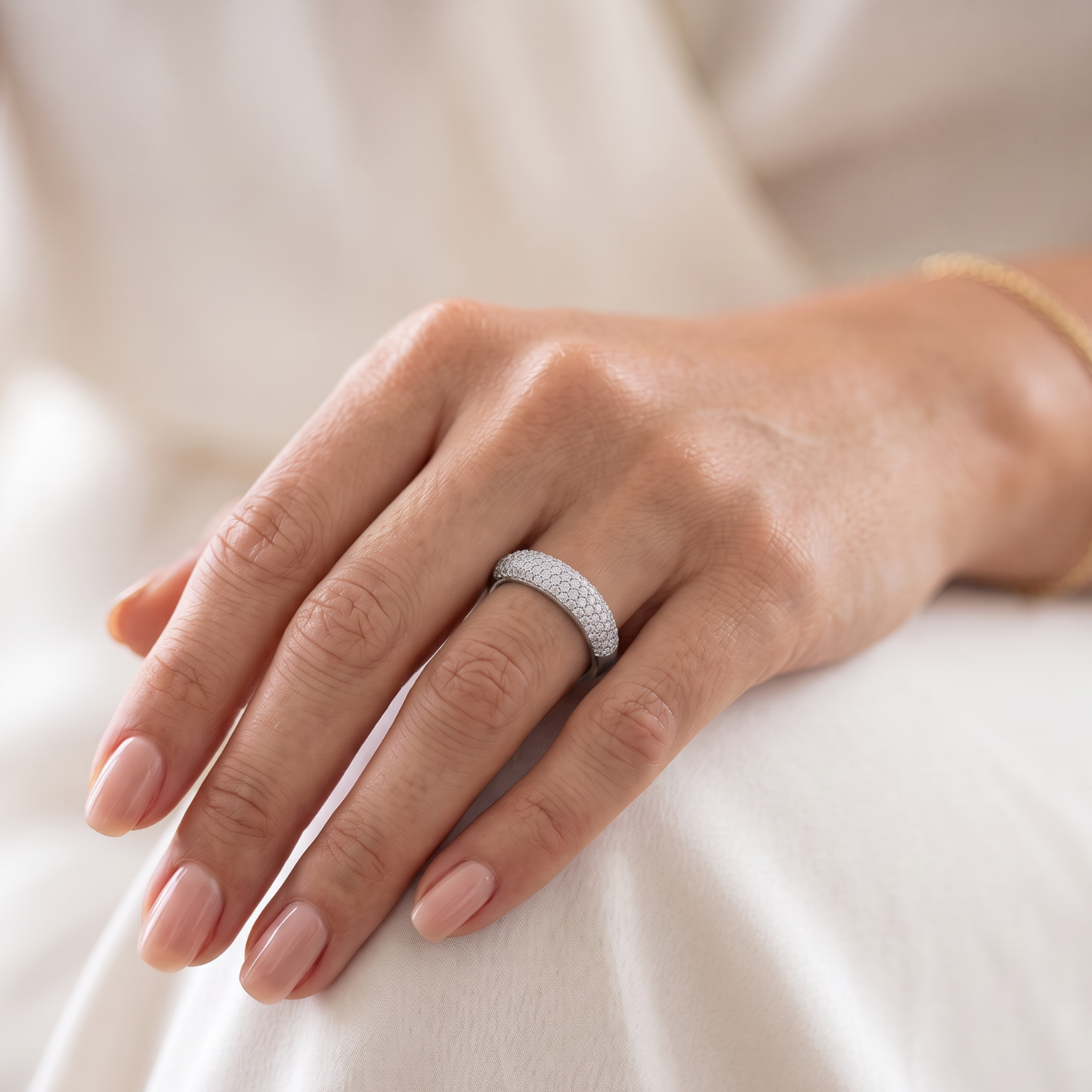 Anillo de Plata Esterlina 925 Riel 4 Circon-3