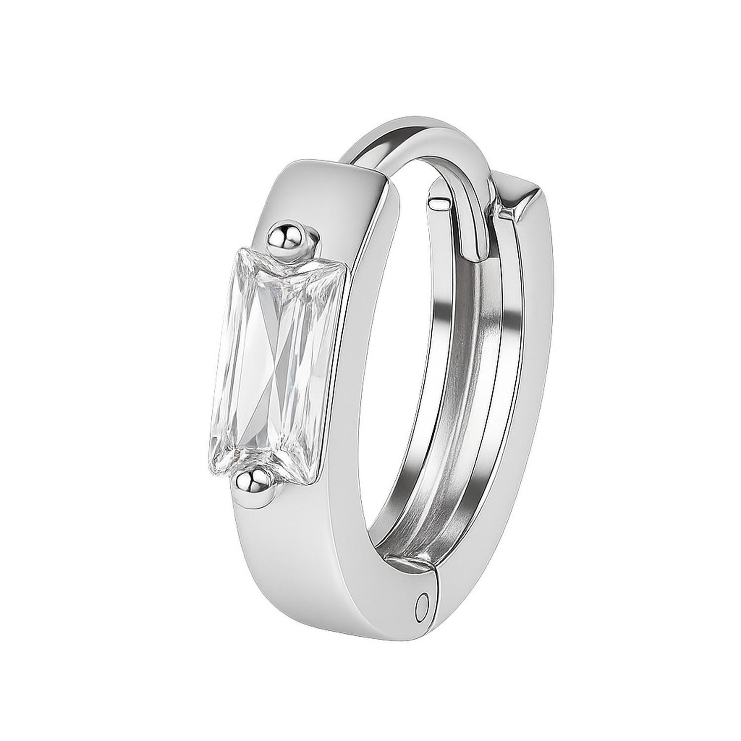 Aros Plata Esterlina Argollas Pequeñas Circonita Baguette-2
