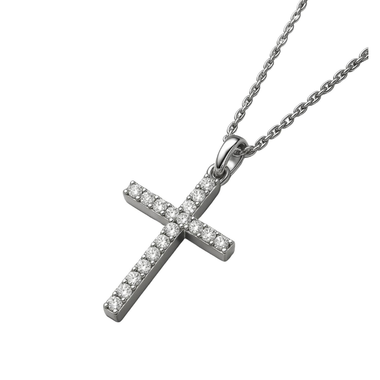Collar de Plata Esterlina 925 Cruz con Circonita-2