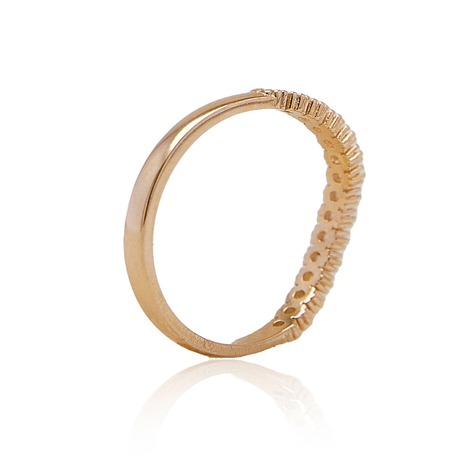 Anillo Compromiso de Oro 18Kt Circonita medio cintillo curvado-2