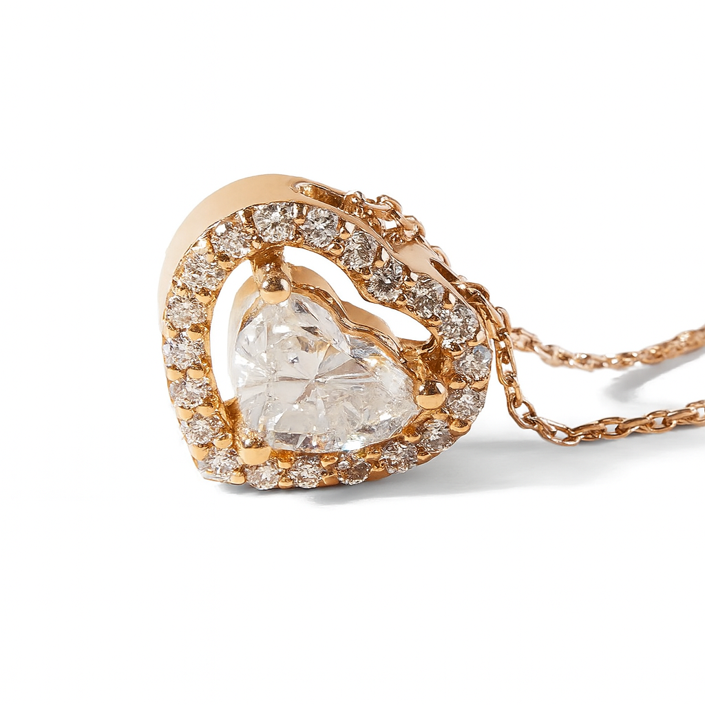 Collar Oro Miel 18kt Diamantes 1x27 Pts H/SI Corte Brillante-1