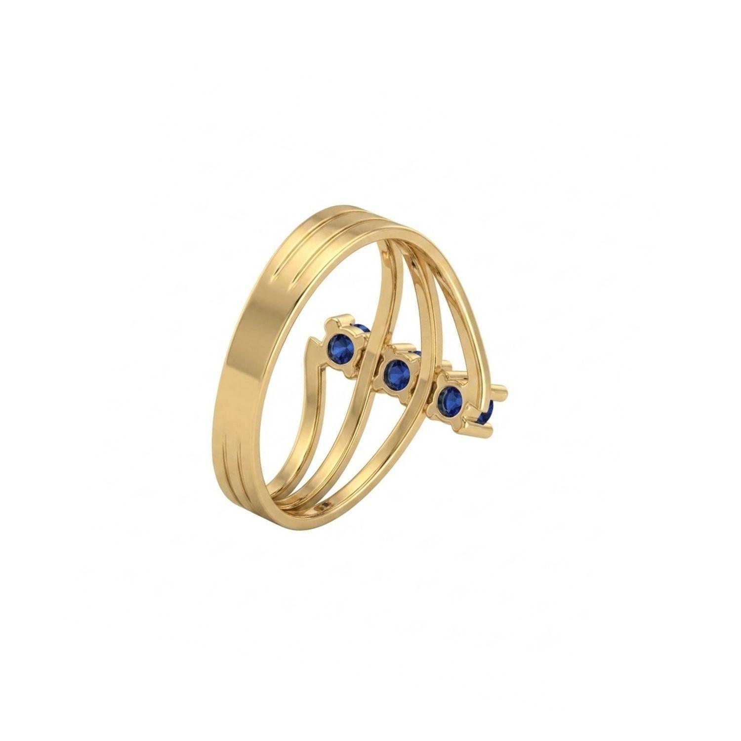Anillo Oro Miel 18kt Trilogía con Zafiro-1