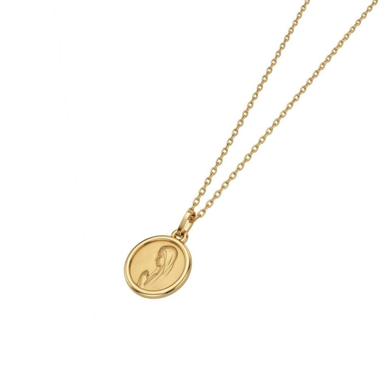 Colgante de Oro Miel 18kt Virgen Niña 12mm-1