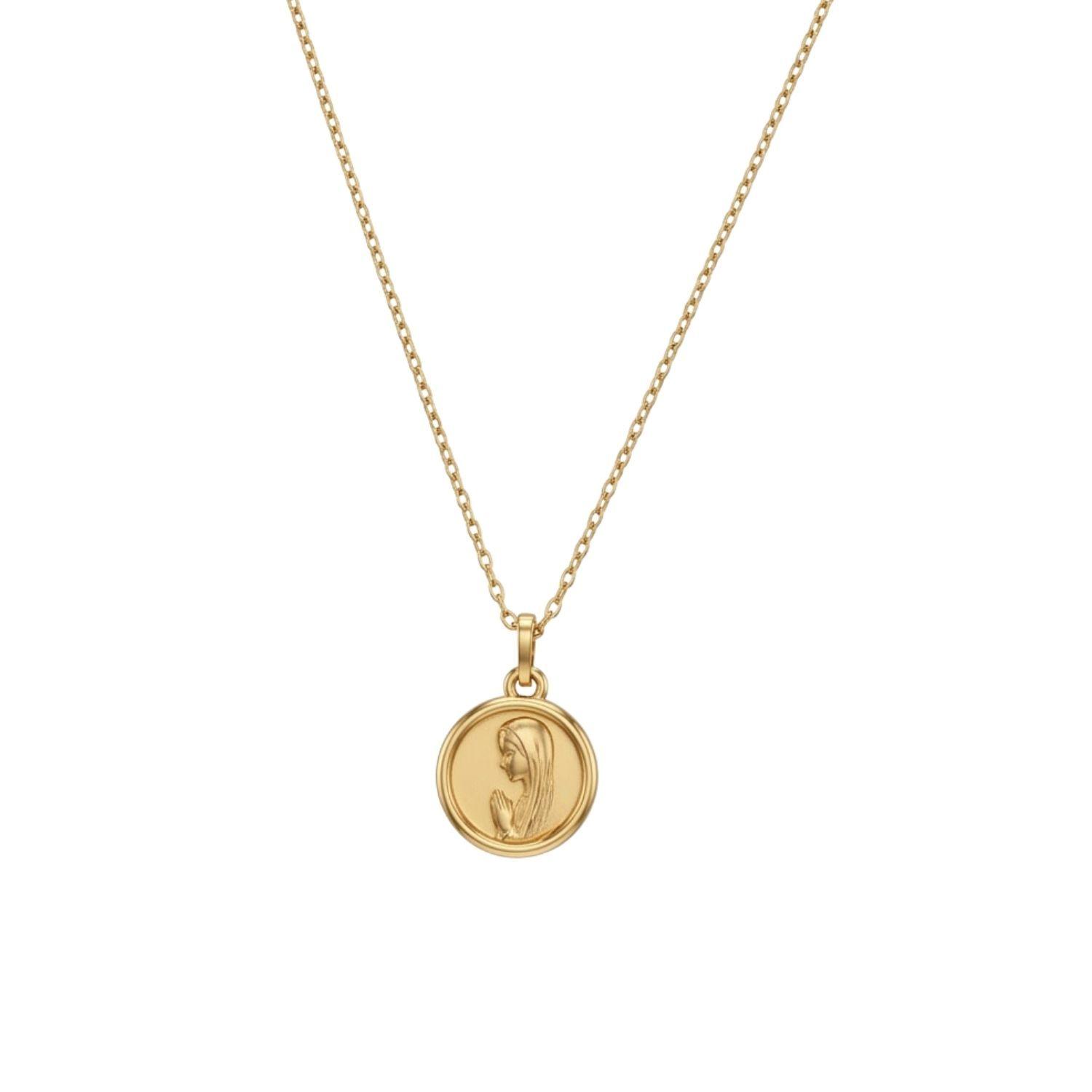 Colgante de Oro Miel 18kt Virgen Niña 12mm-2