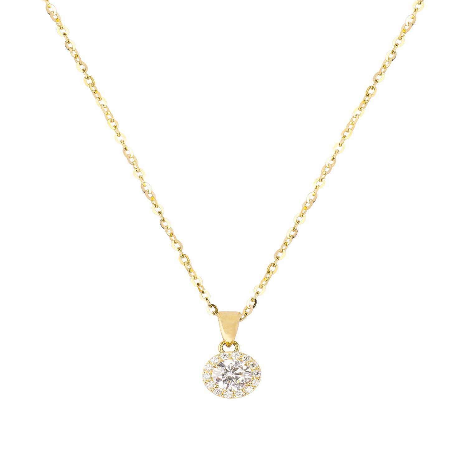 Colgante de Oro 18kt Circulo Piedra Circon-2