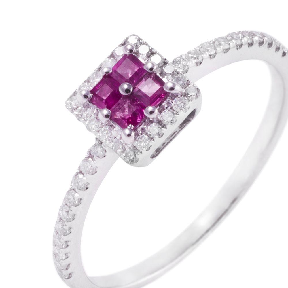 Anillo de Oro 18kt Rubí cuadrado-1