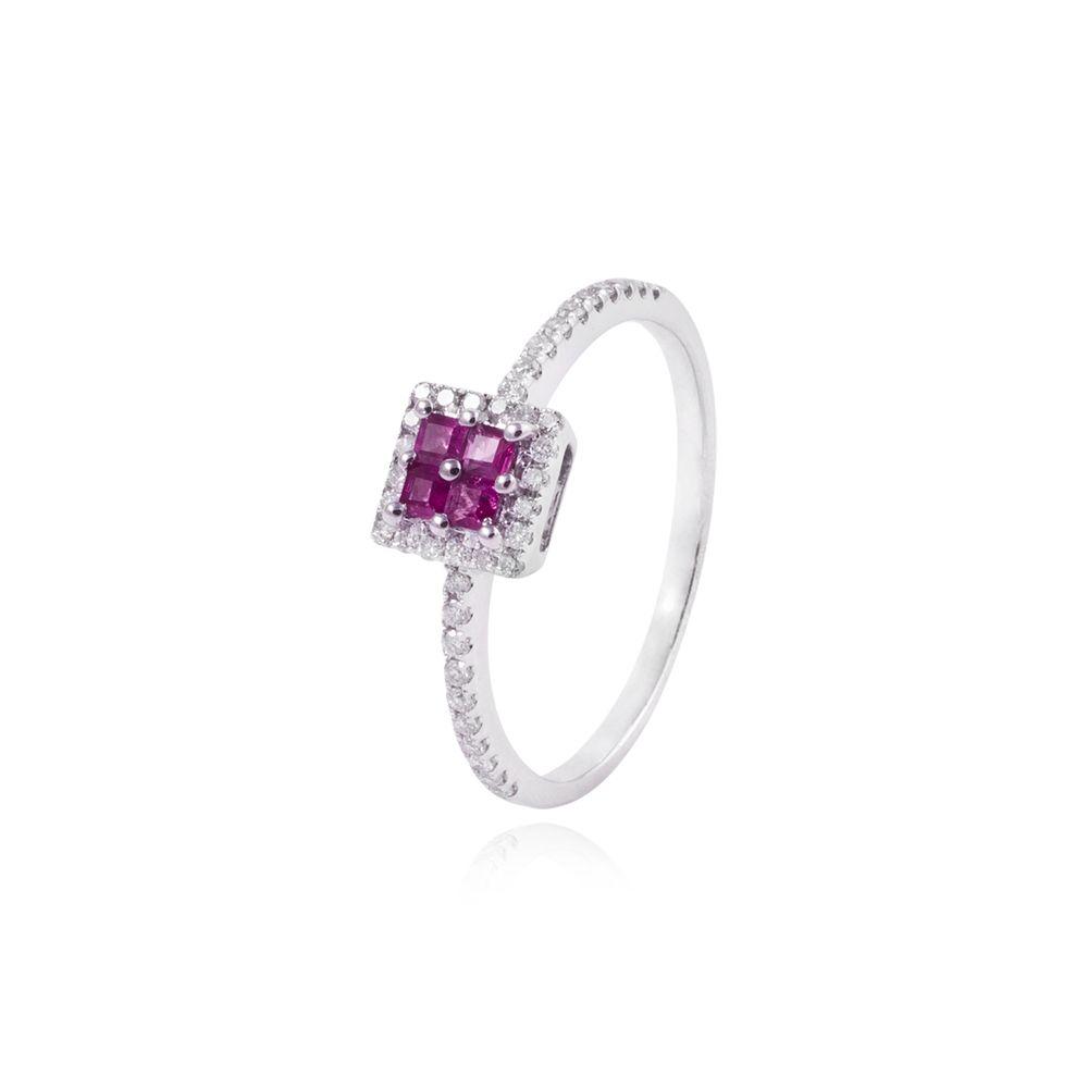 Anillo de Oro 18kt Rubí cuadrado-0