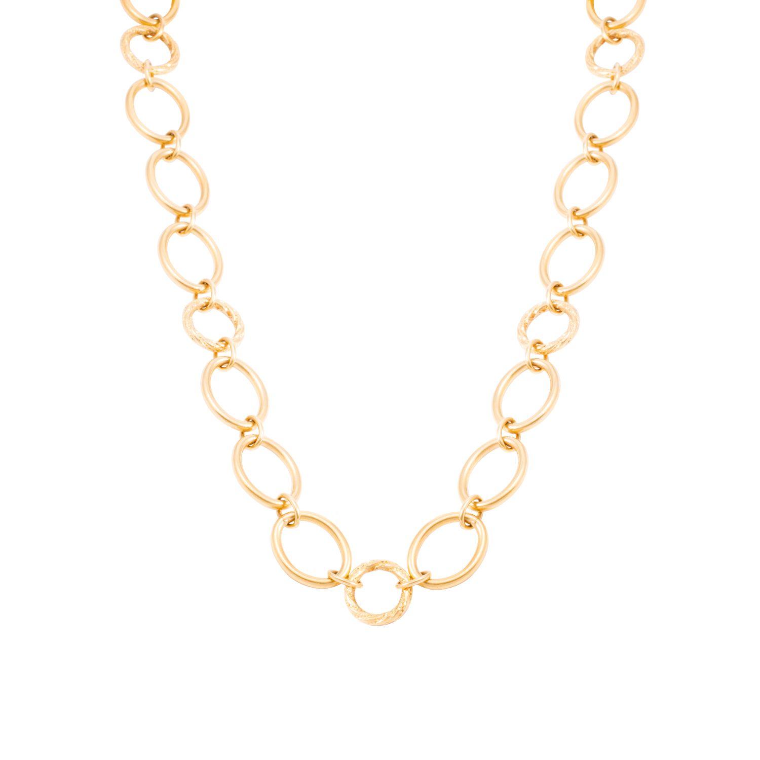 Collar Oro Amarillo 18kt Óvalos y Círculos con Diseño-2