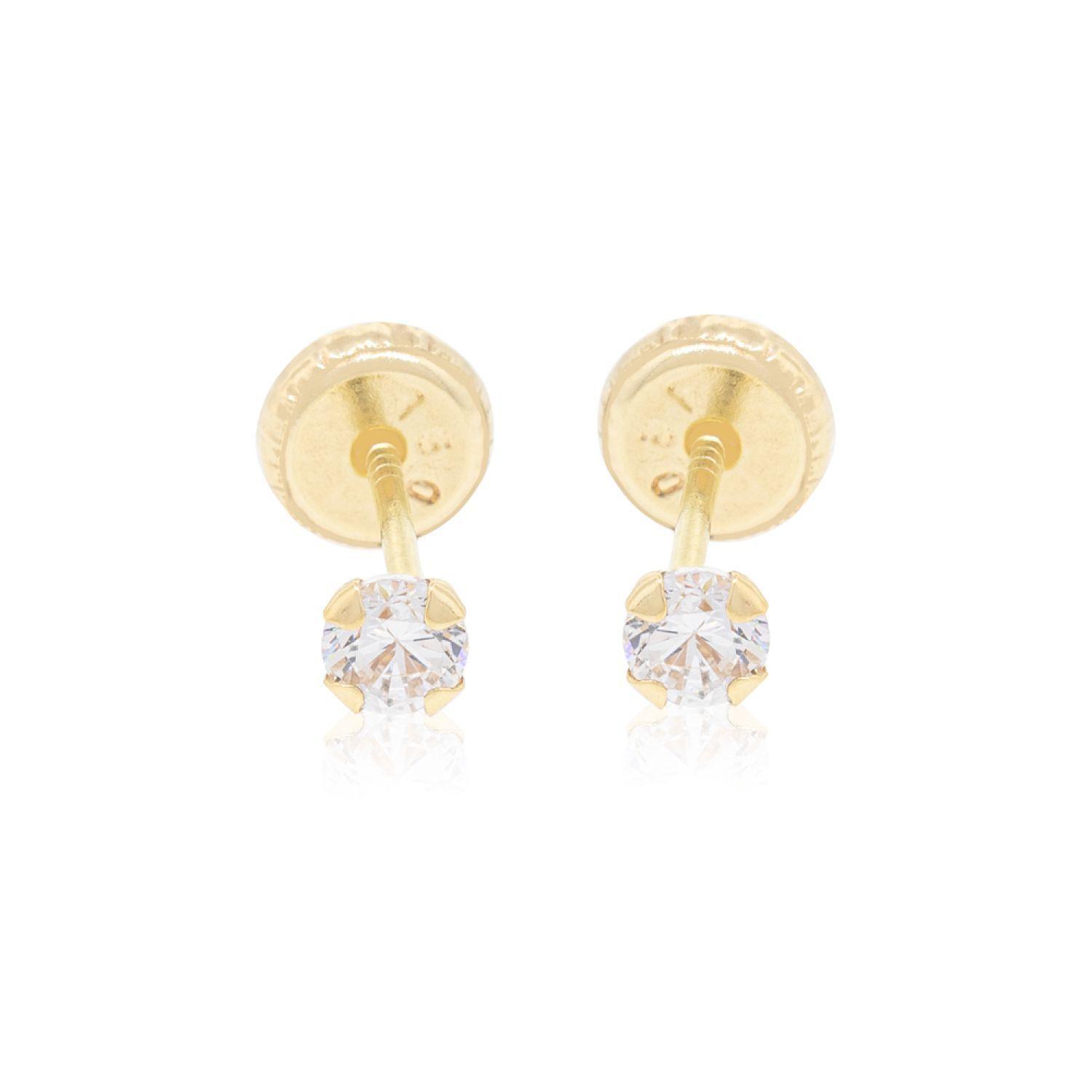Aros de Oro 18kt Circon Redondo-2