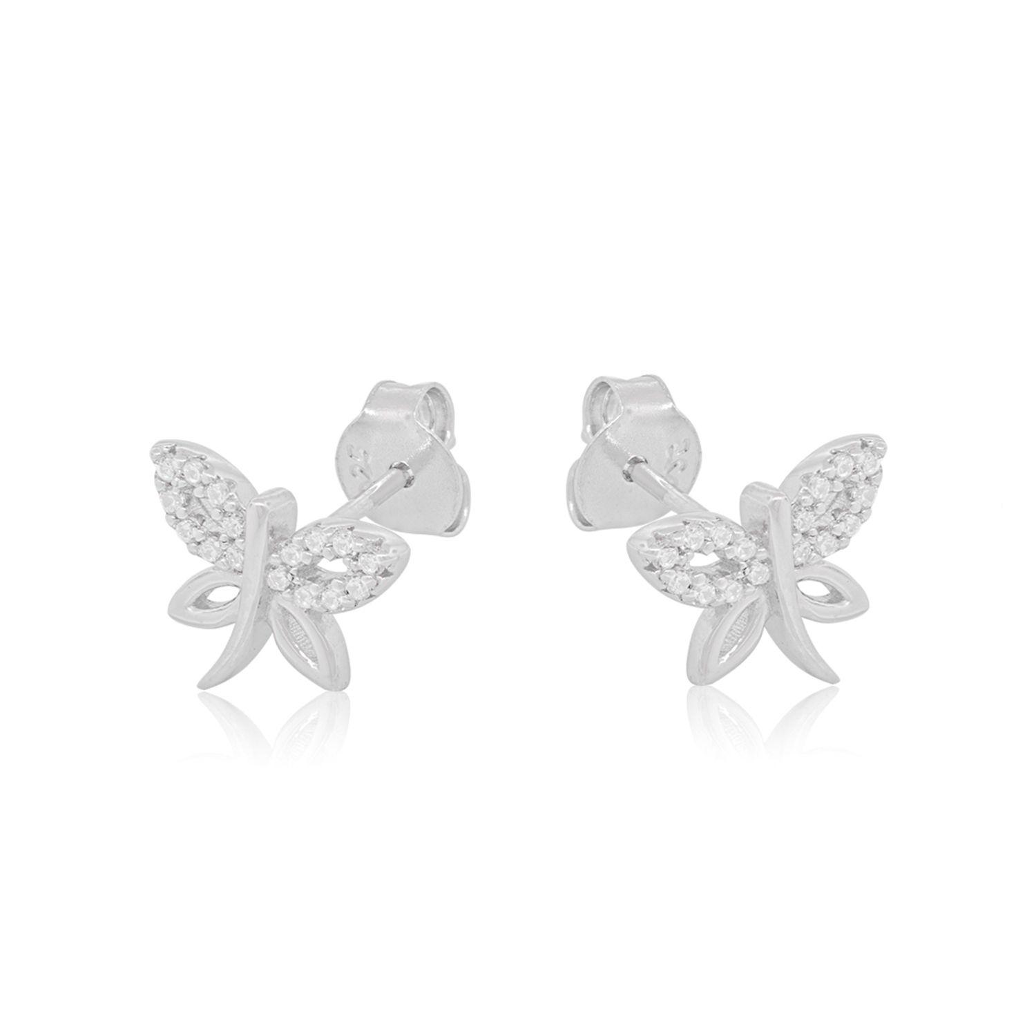 Aros de Plata Esterlina 925 Libelula Con Circon-2