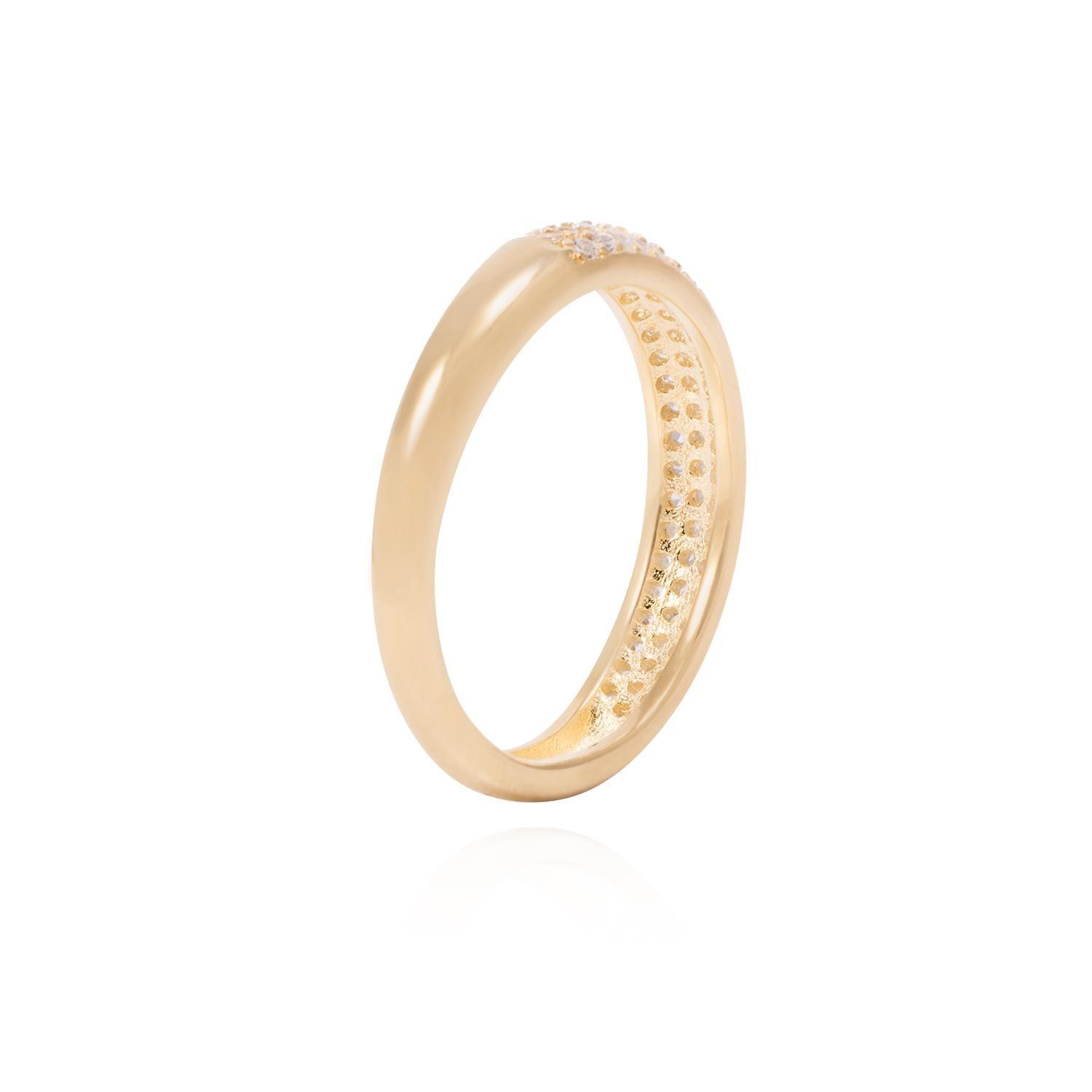 Anillo Revestido Oro 18kt Triple Medio Cintillo Circonitas-2