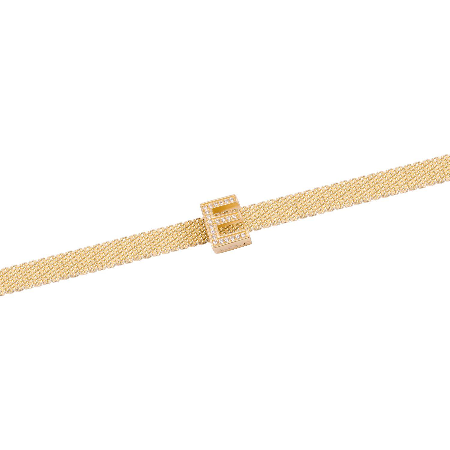 Dije de Plata broche Letra E con Circonita Revestido en Oro 18kt-2