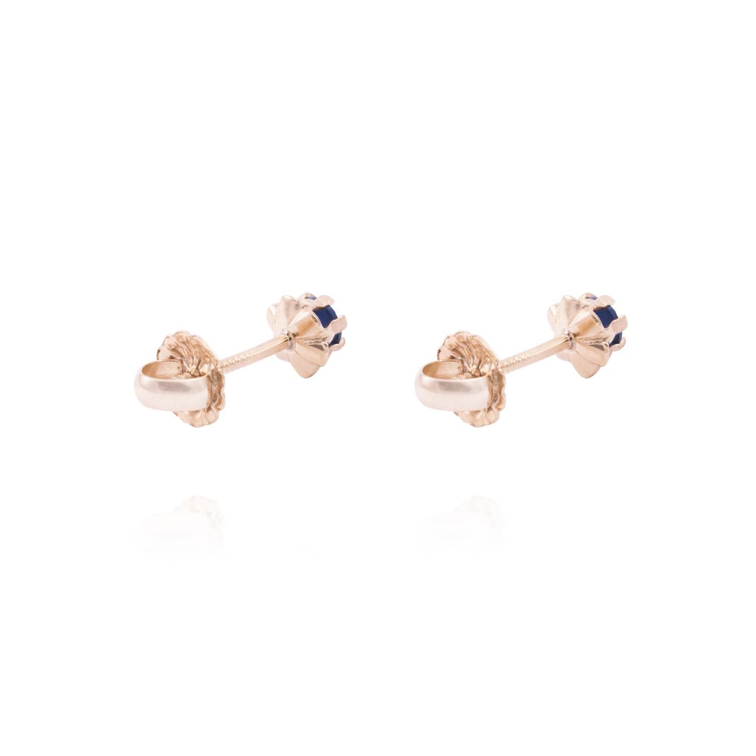 Aros Oro Miel 18kt  Zafiro 3mm-2