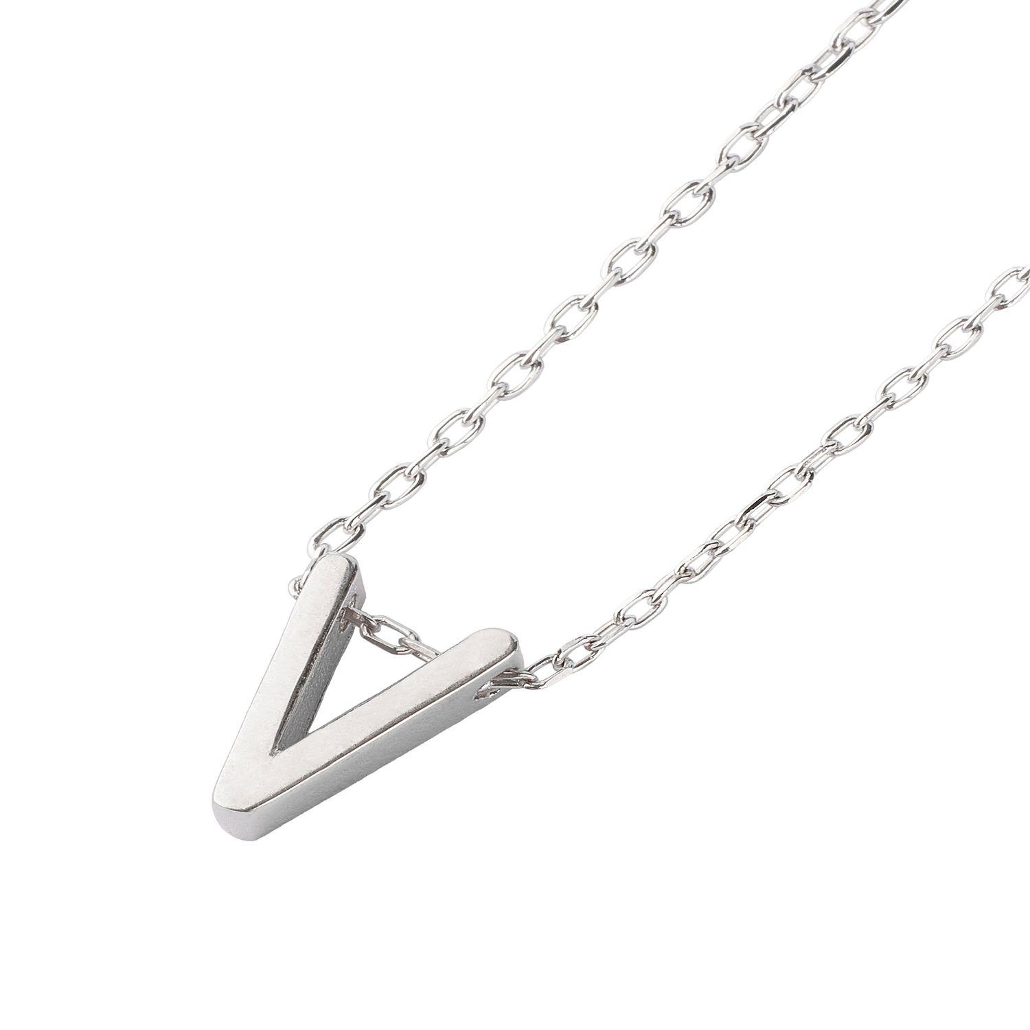 Collar de Plata Esterlina 925 Letra V-0