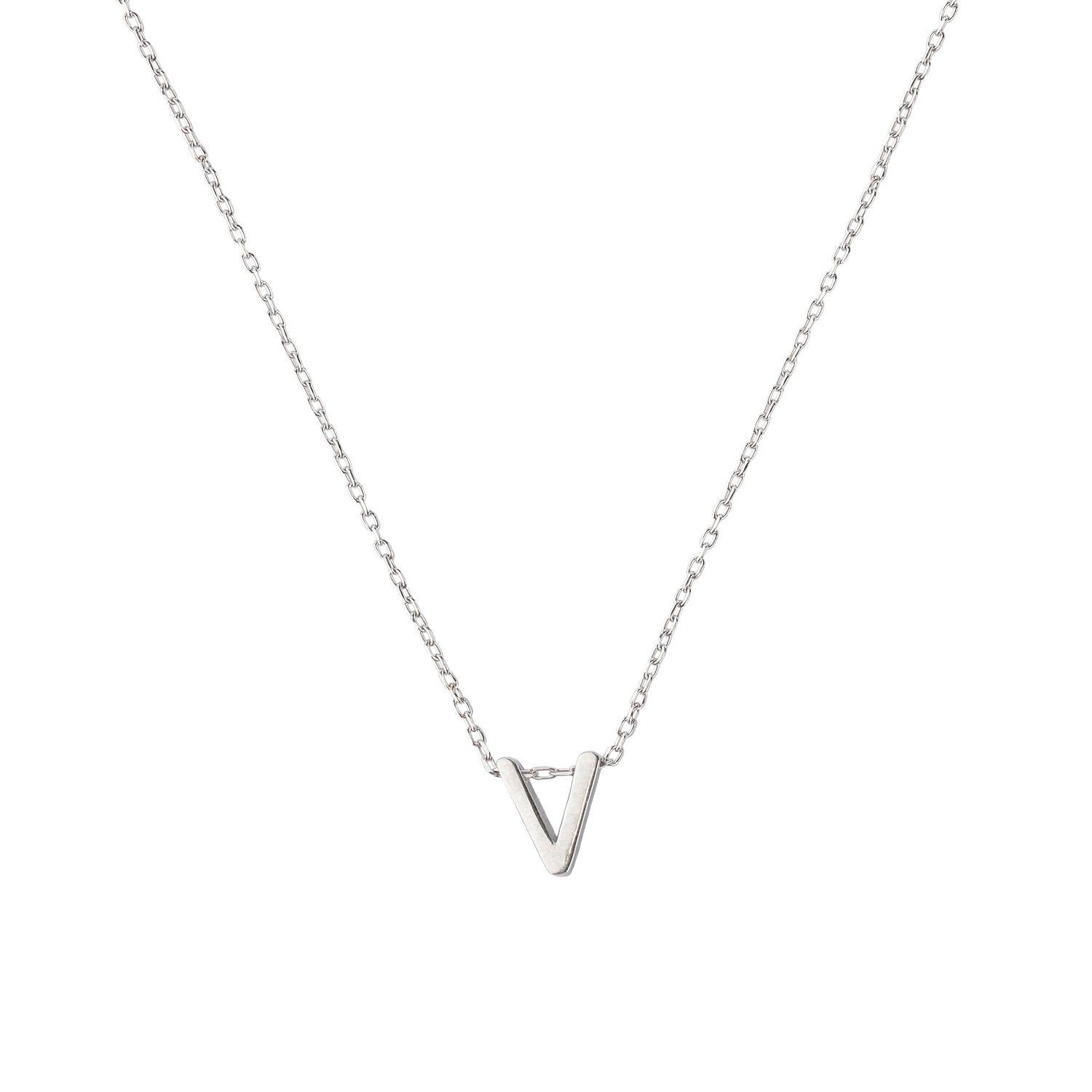 Collar de Plata Esterlina 925 Letra V-1