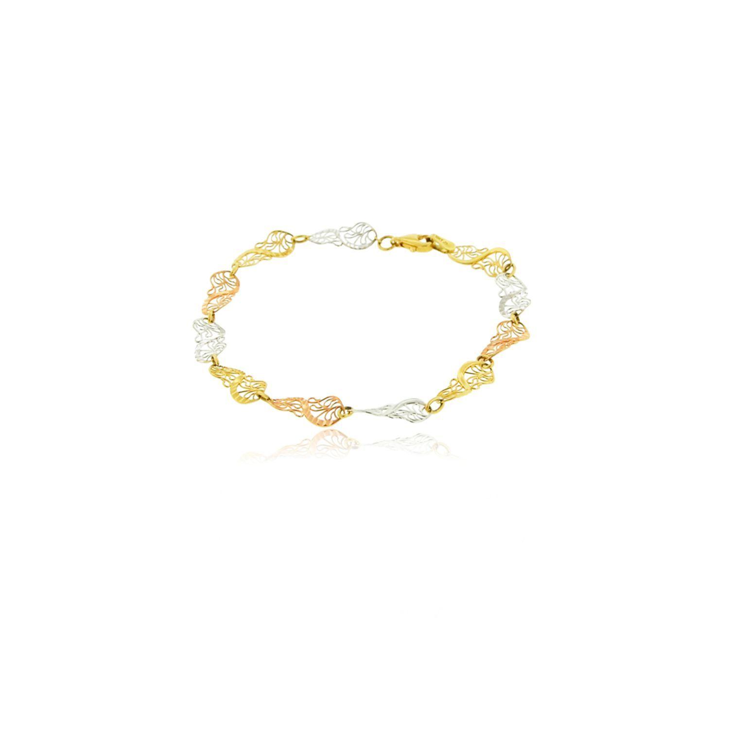 Pulsera de Oro 18kt Tricolor Filigrama-0