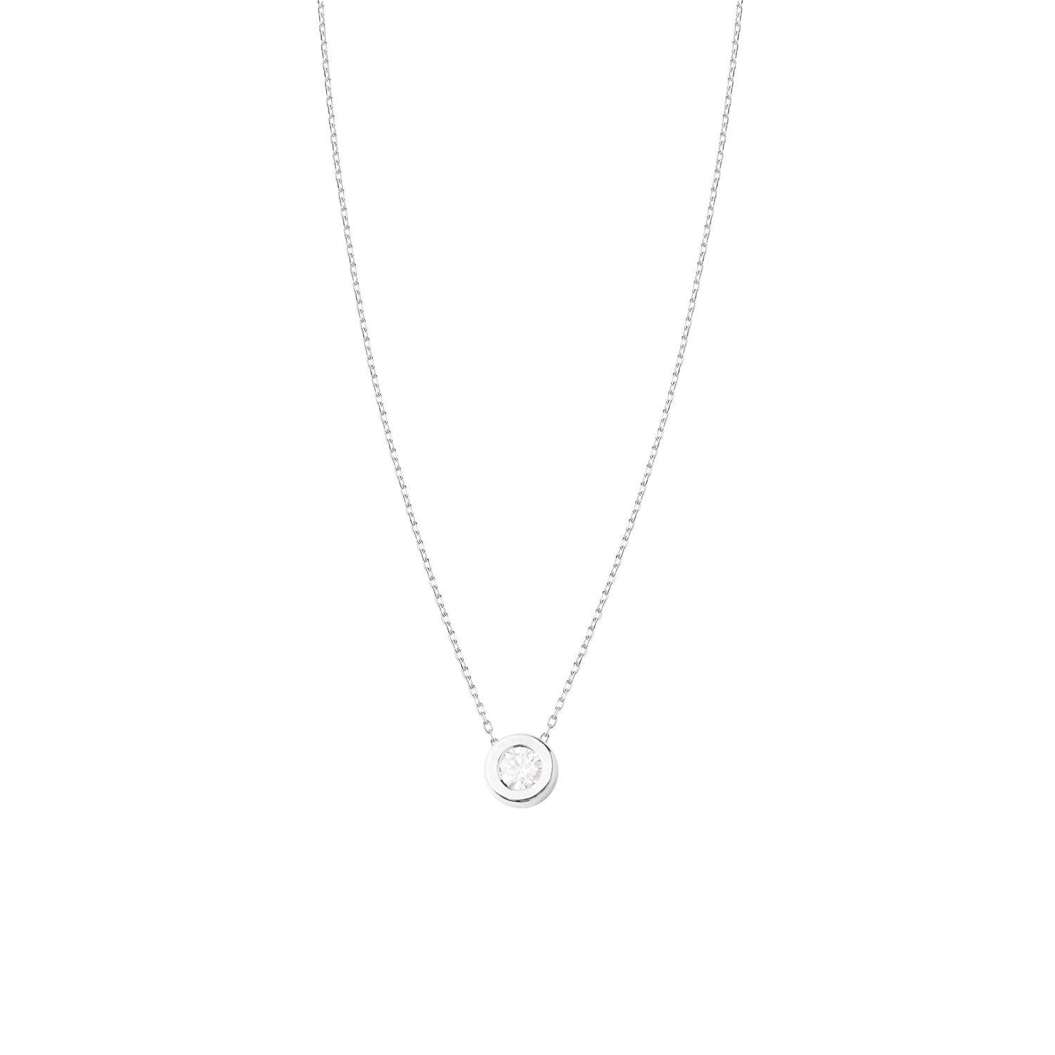 Collar de Oro Blanco 18kt con Diamantes de 10 Pts-2