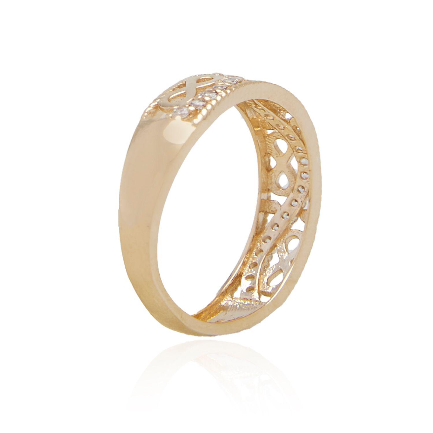 Anillo de Oro 18kt Infinito Espiral Circón-1