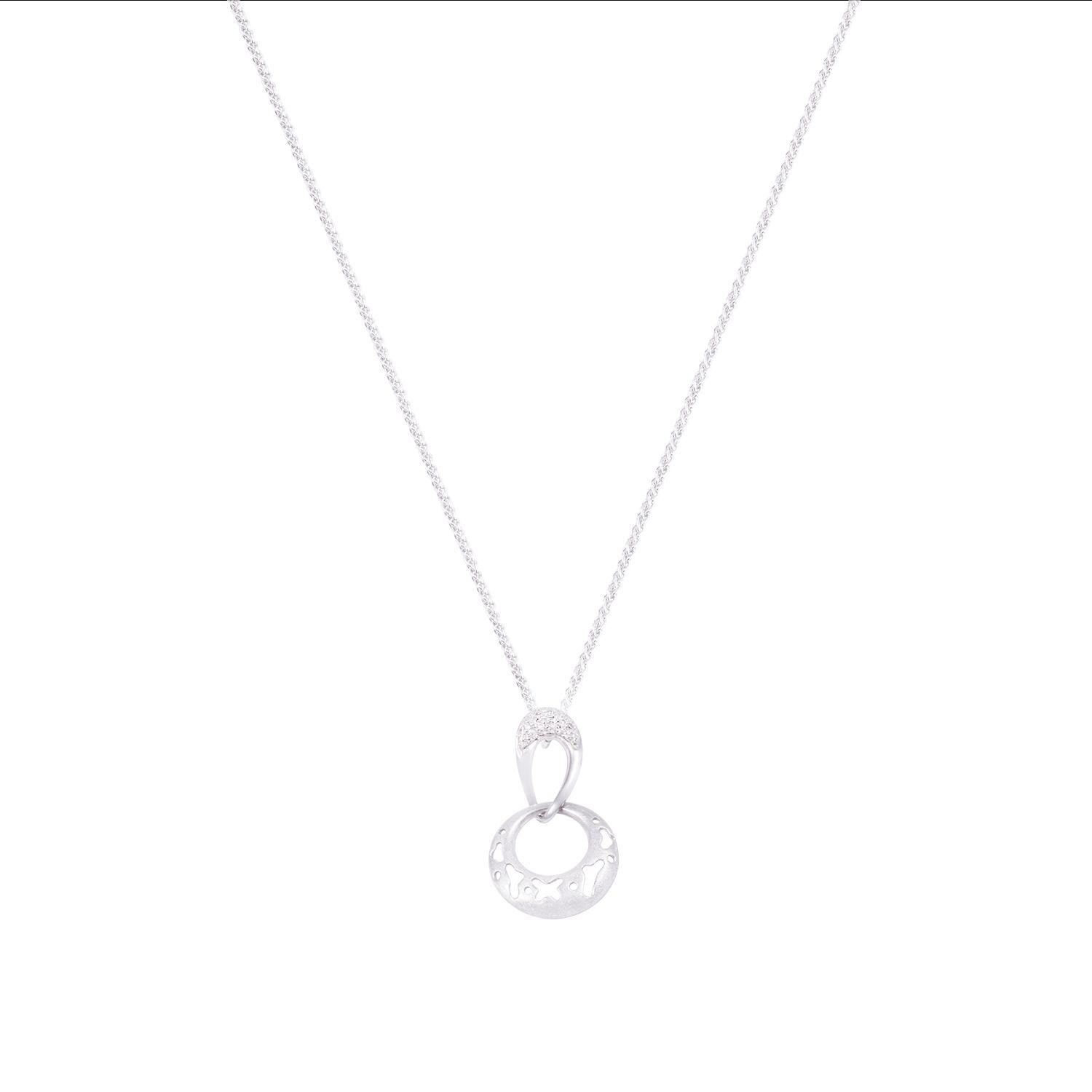Colgante Oro Blanco Diseño Circulo y Diamantes 5x1 Pts-2