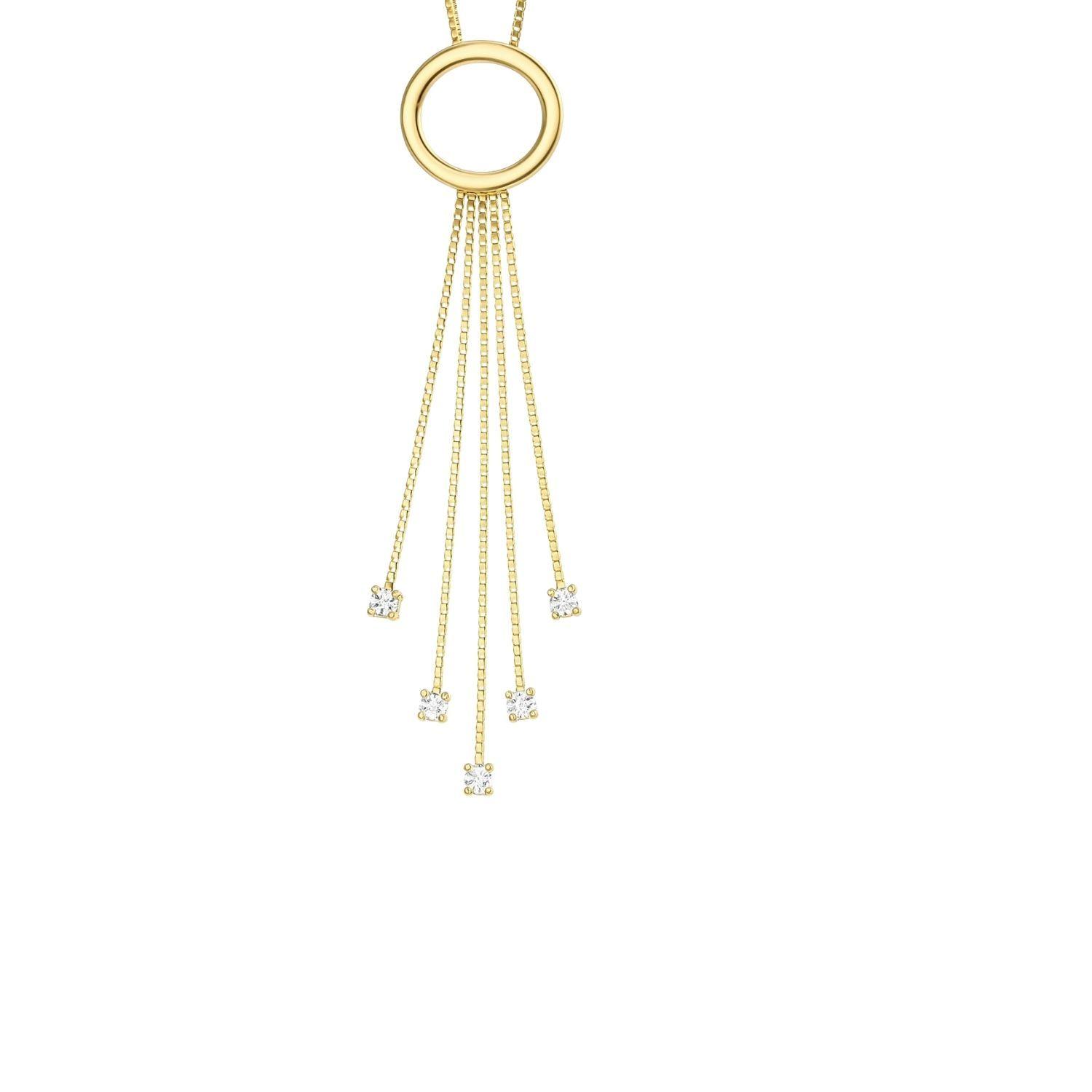 Collar Oro Amarillo 18kt Cascada Circonita-3