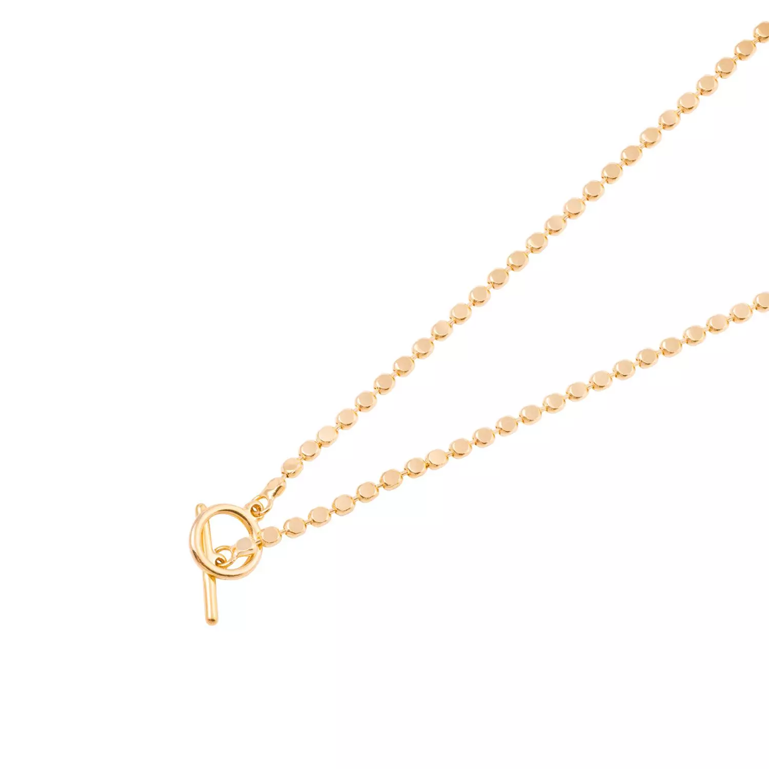 Collar de Plata Esterlina 925 Bolitas planas Bañado en Oro 14kt-0