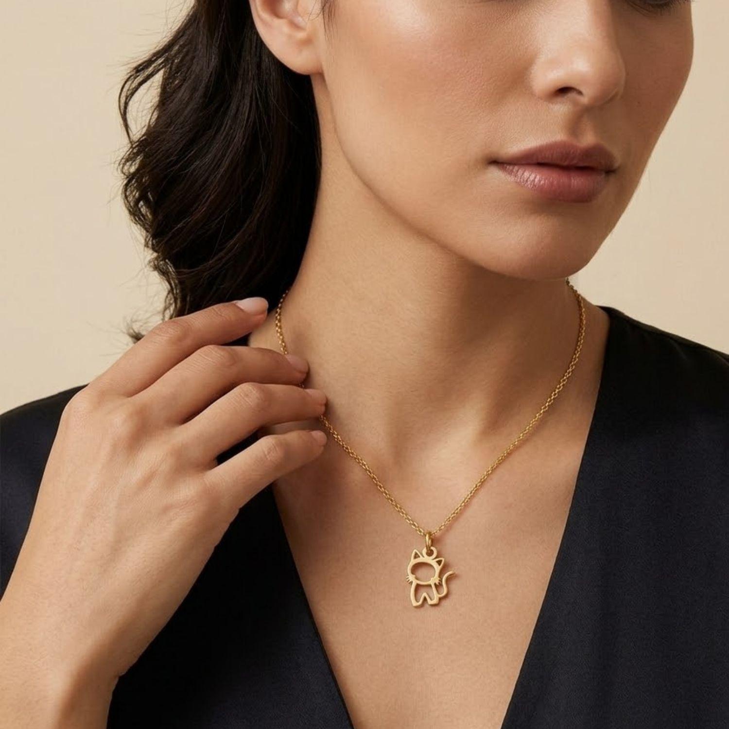 Colgante de Oro Miel 18kt Gatito Grande-3