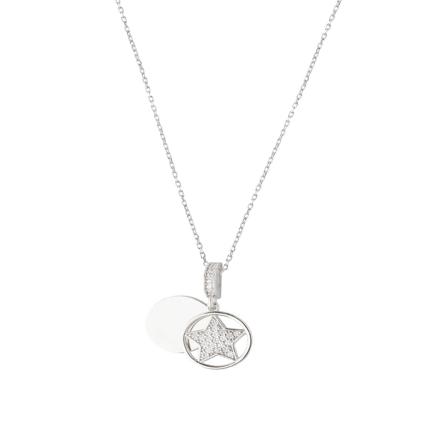 Collar de Plata Esterlina 925 Estrella Circulo-2