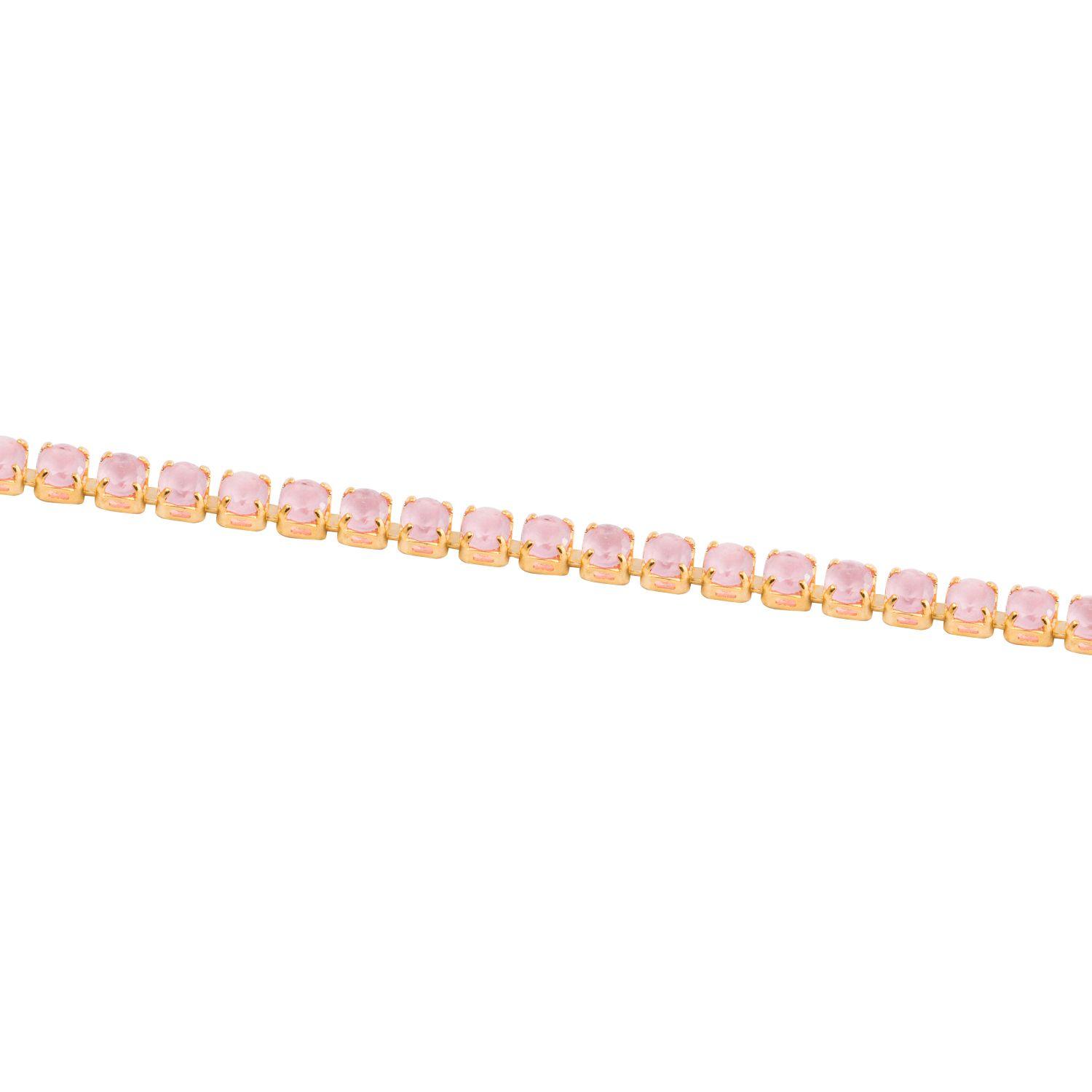 Pulsera de Plata Esterlina 925 Cristal Rosado Bañado en Oro 14kt-2
