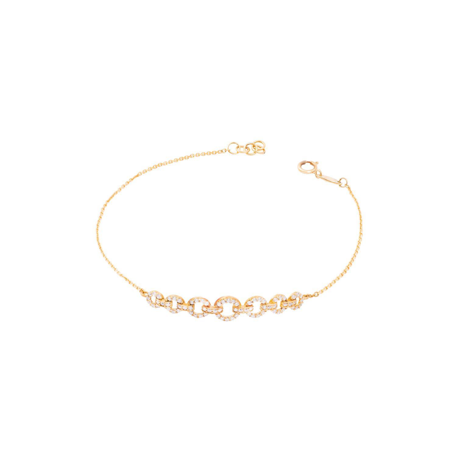 Pulsera de Oro Amarillo 18kt Elegancia circular Circonita-2