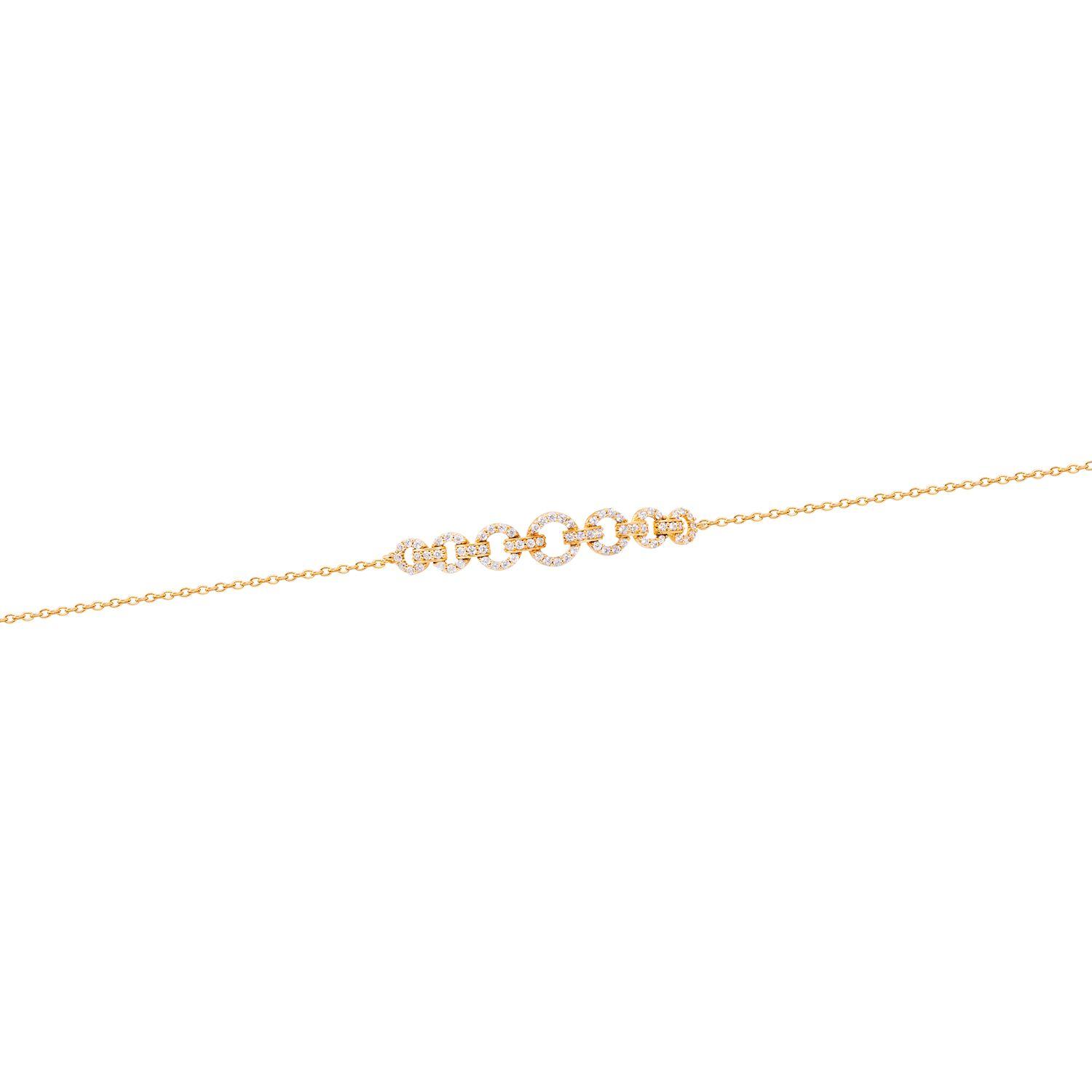 Pulsera de Oro Amarillo 18kt Elegancia circular Circonita-2