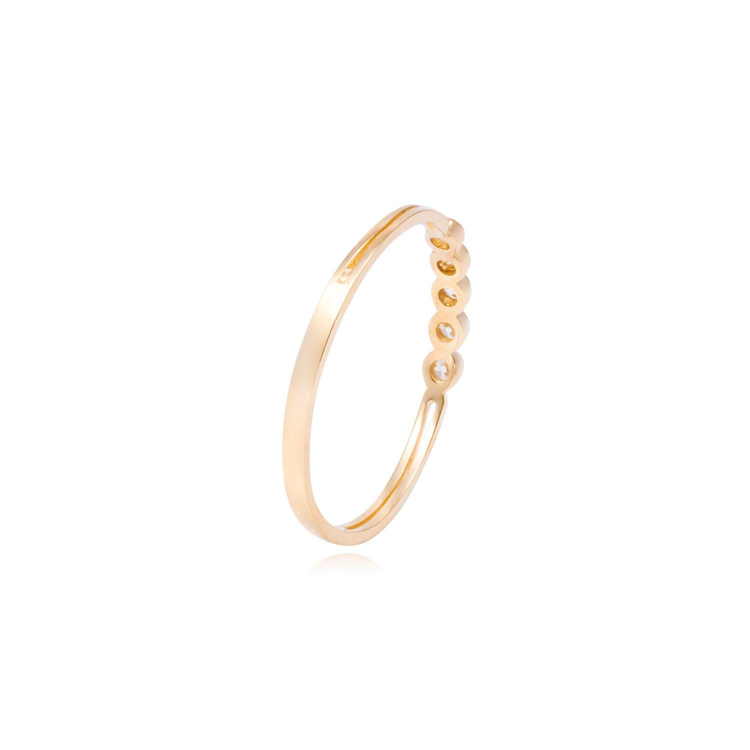 Anillo Compromiso de Oro de 18kt quinteto de circonita delgado-2