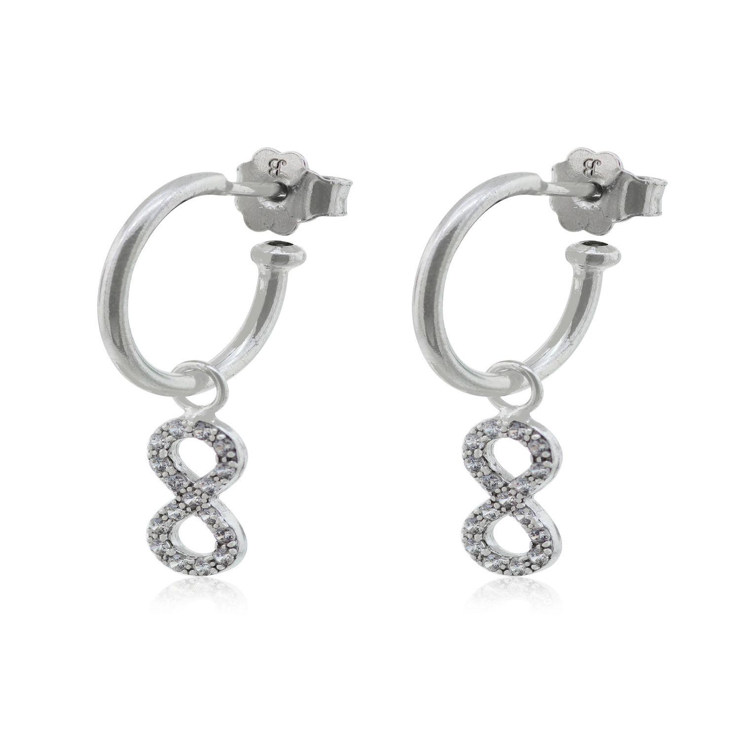 Aros de Plata Esterlina 925 Argollas Infinito Circonitas-2