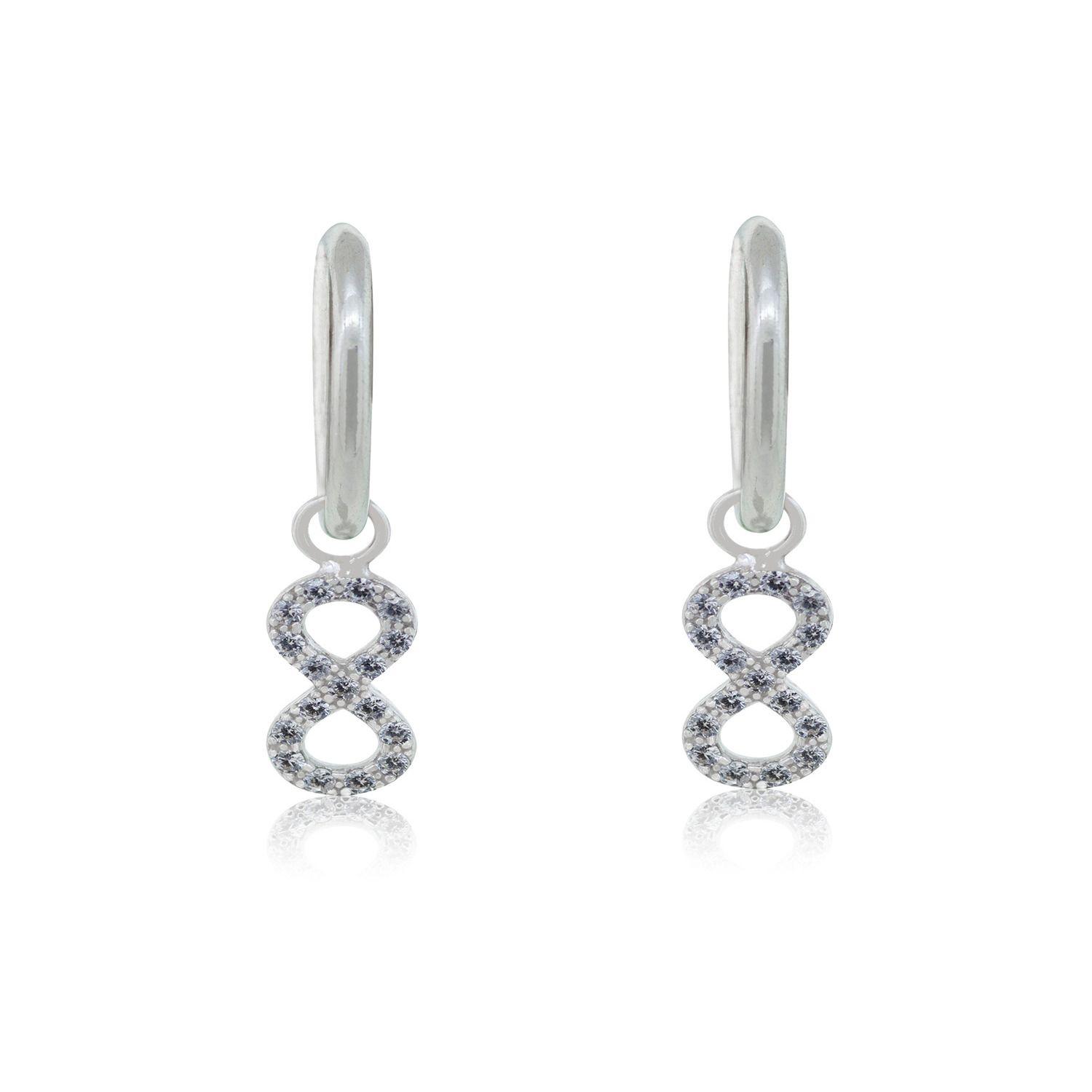 Aros de Plata Esterlina 925 Argollas Infinito Circonitas-0