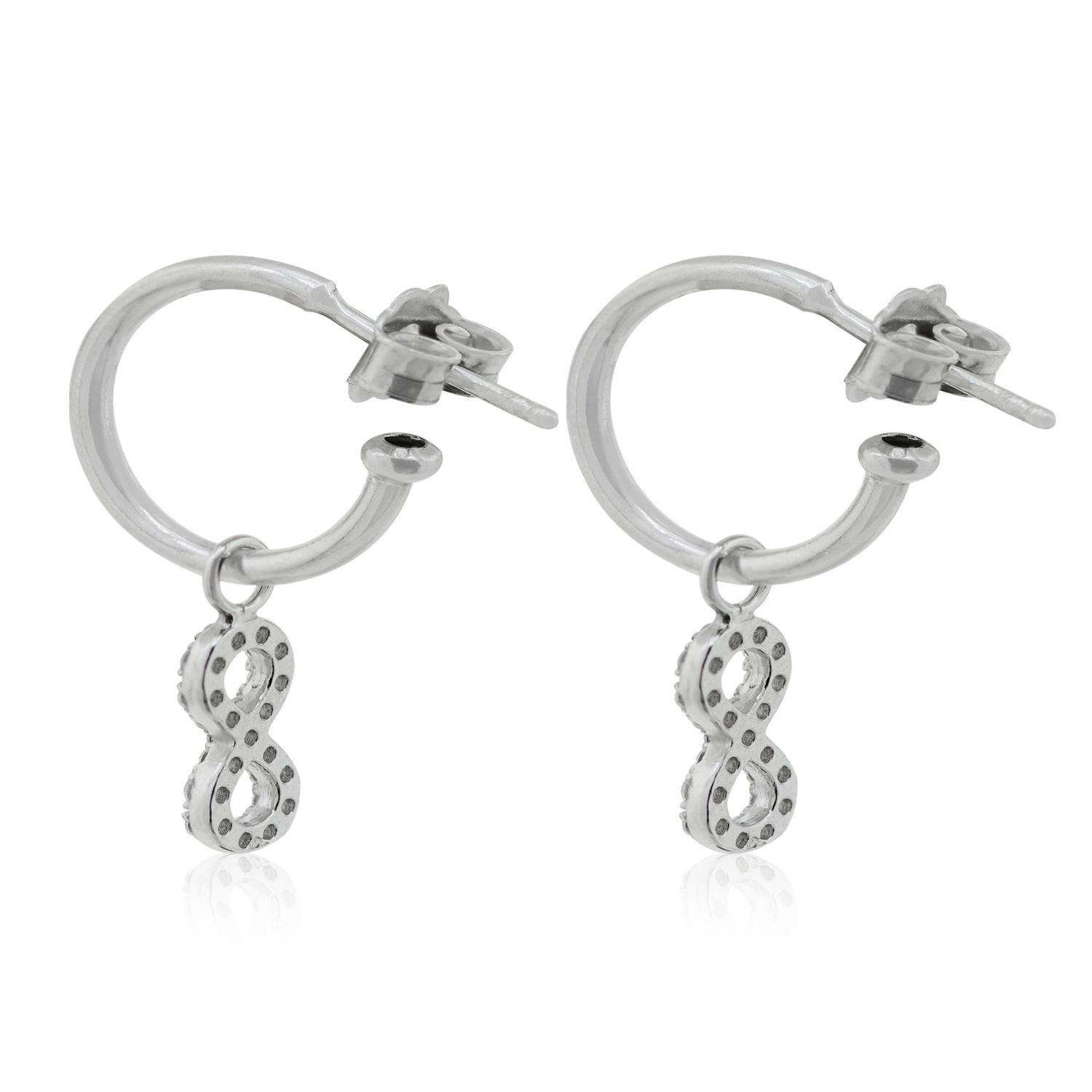 Aros de Plata Esterlina 925 Argollas Infinito Circonitas-1